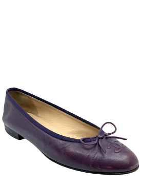 Chanel Cap Toe Leather Ballet Flats - Size 8