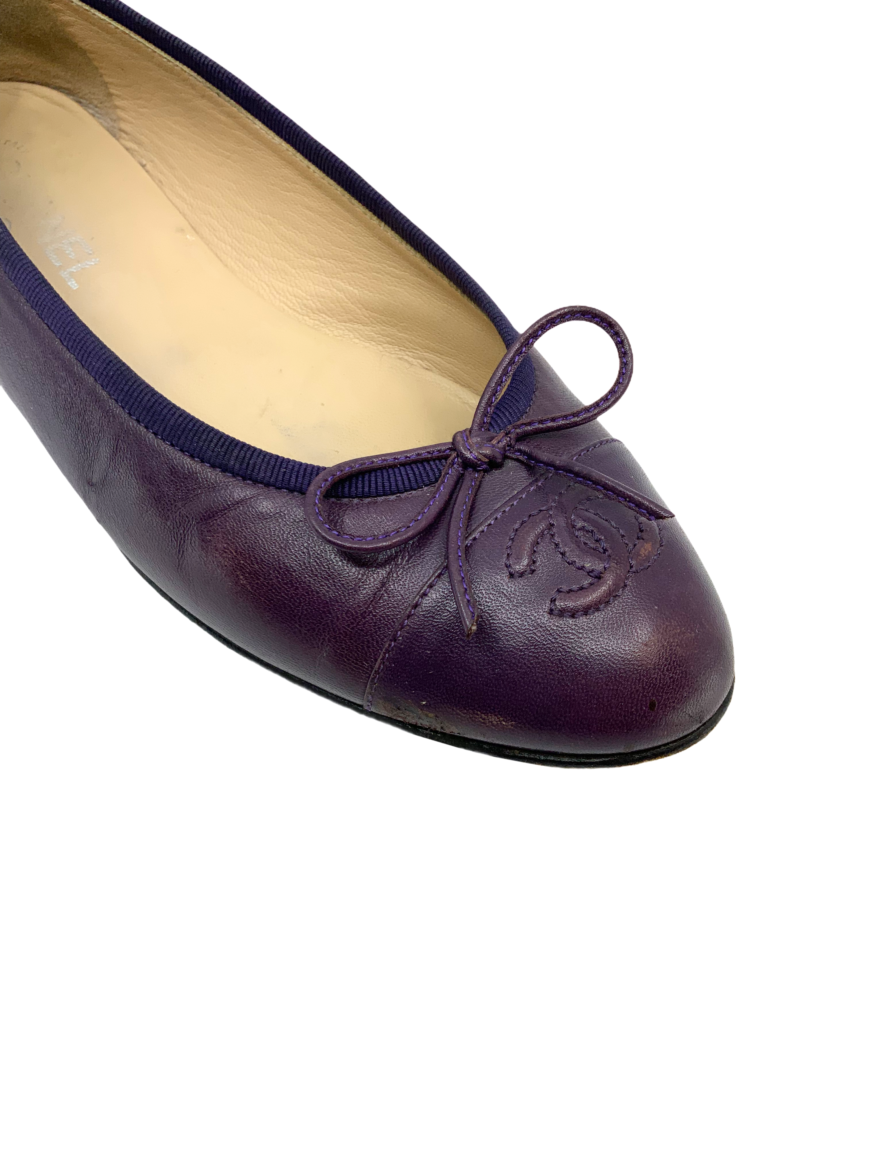 Chanel Cap Toe Leather Ballet Flats - Size 8