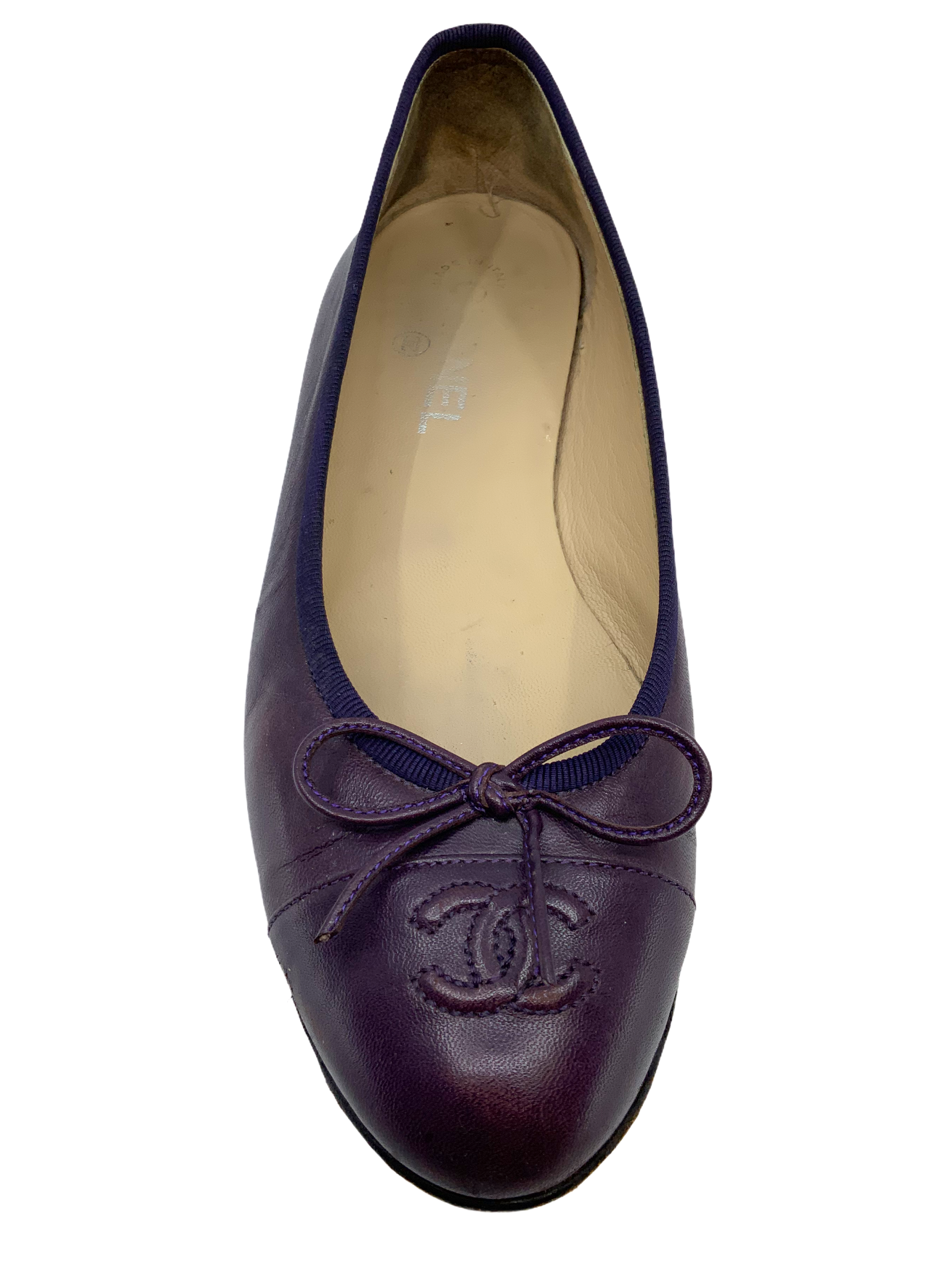 Chanel Cap Toe Leather Ballet Flats - Size 8