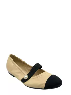 Chanel Lambskin Cap Toe Ballet Flats Size 9 for sale.