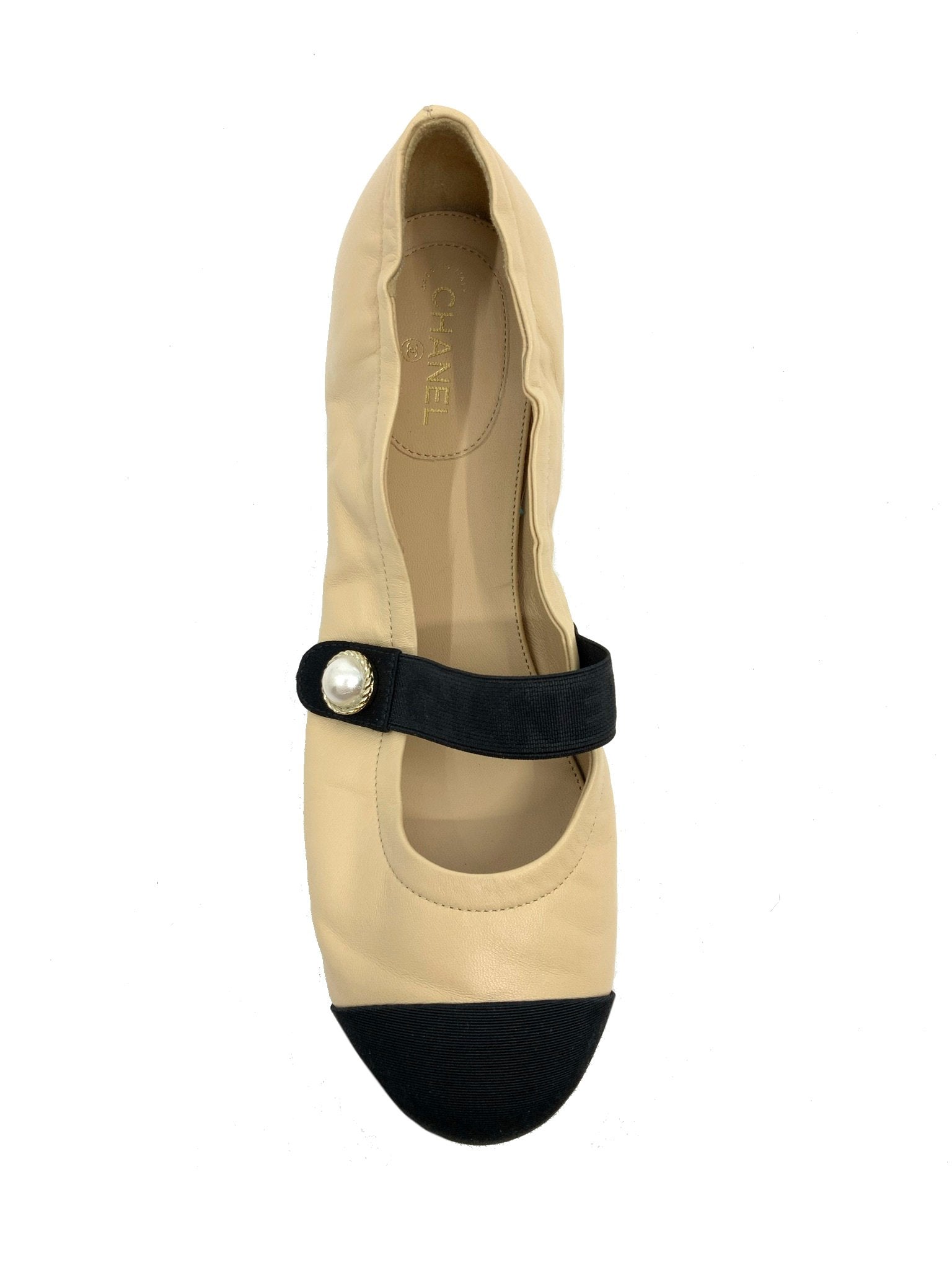 Chanel Lambskin Cap Toe Ballet Flats Size 9 for sale.