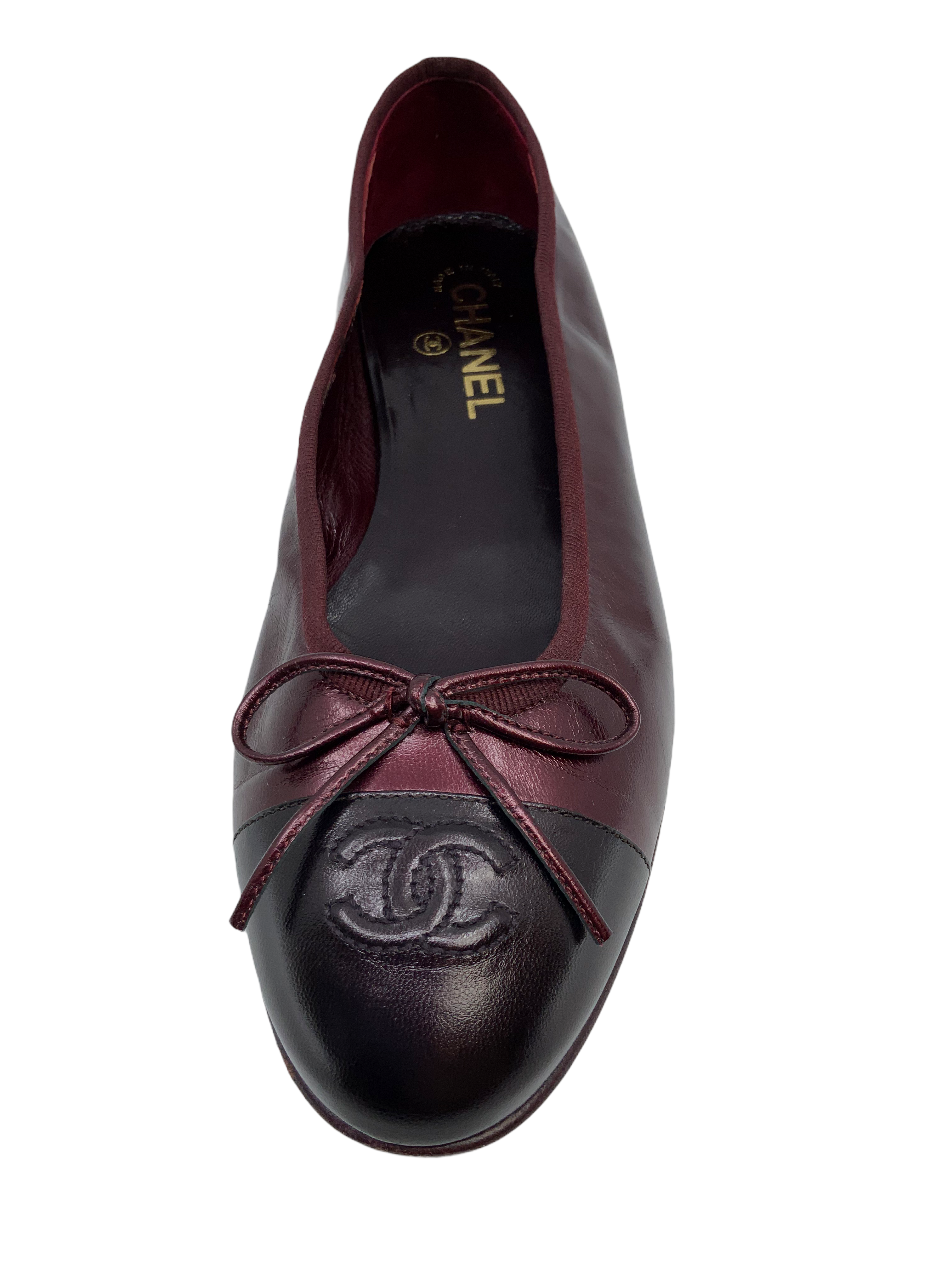 Chanel Lambskin Leather Ballet Flats - Size 8 - CC Cap Toe