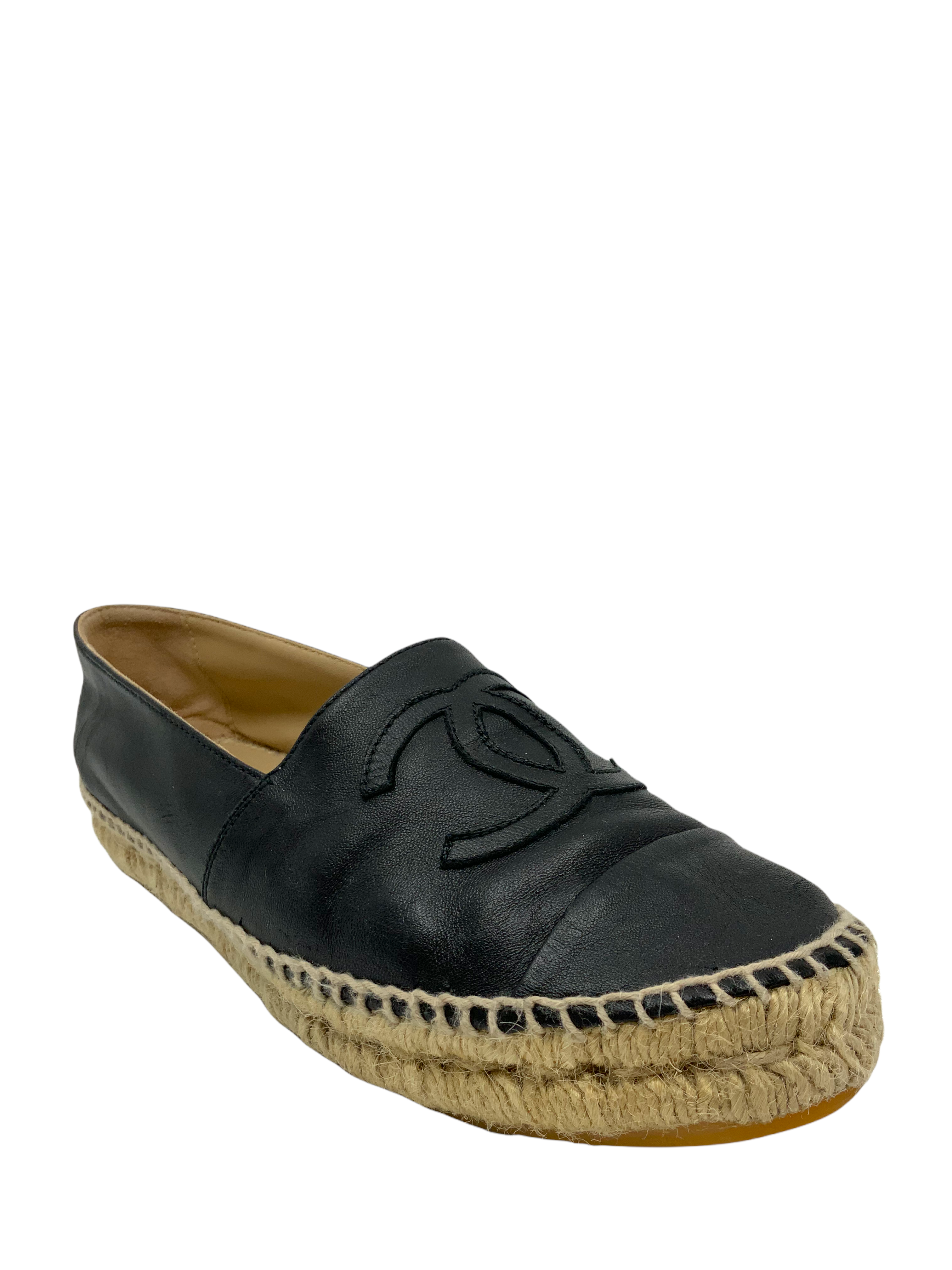 Chanel Lambskin Leather CC Espadrille Flats Size 9 - Shop now!