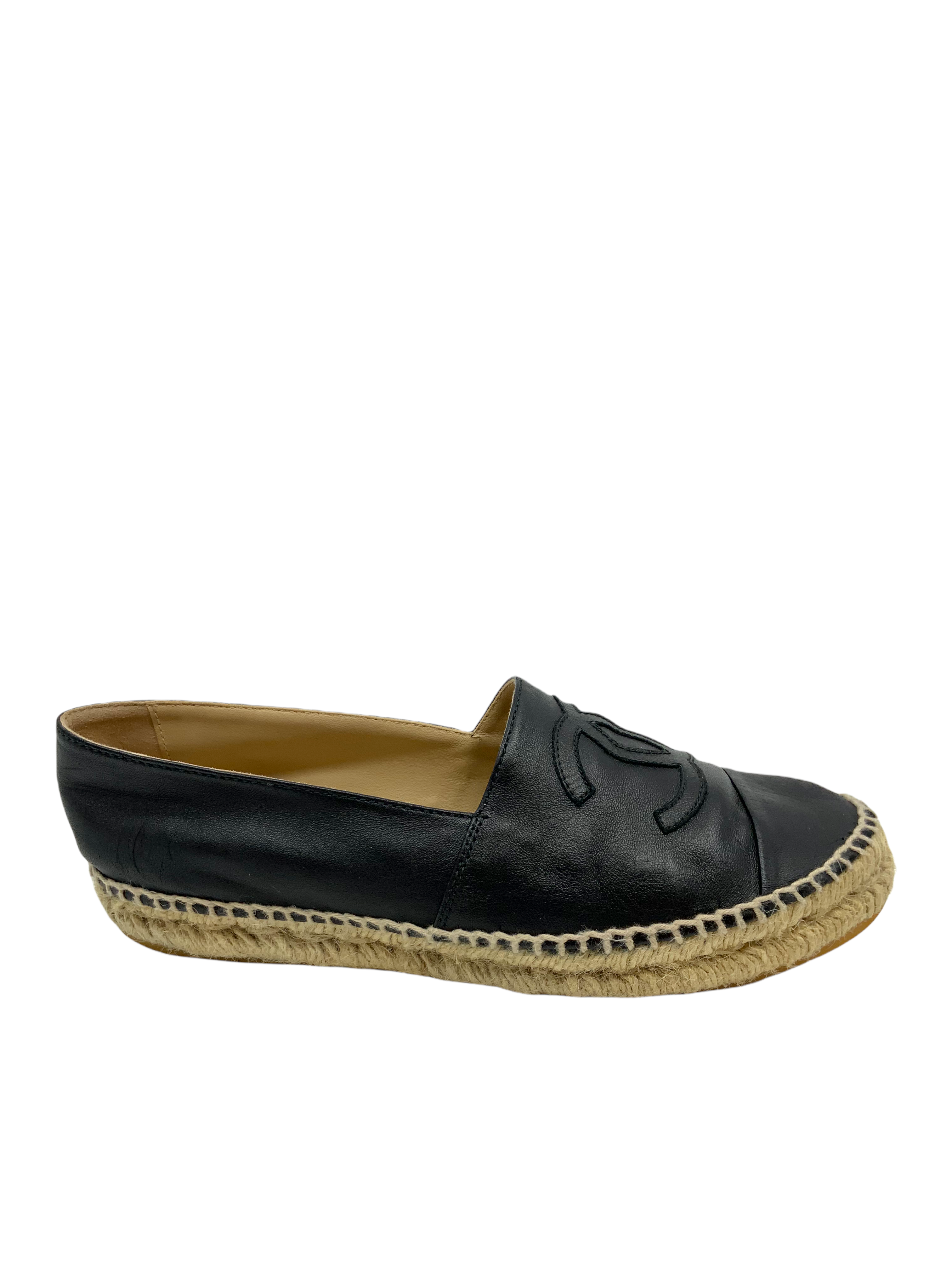 Chanel Lambskin Leather CC Espadrille Flats Size 9 - Shop now!