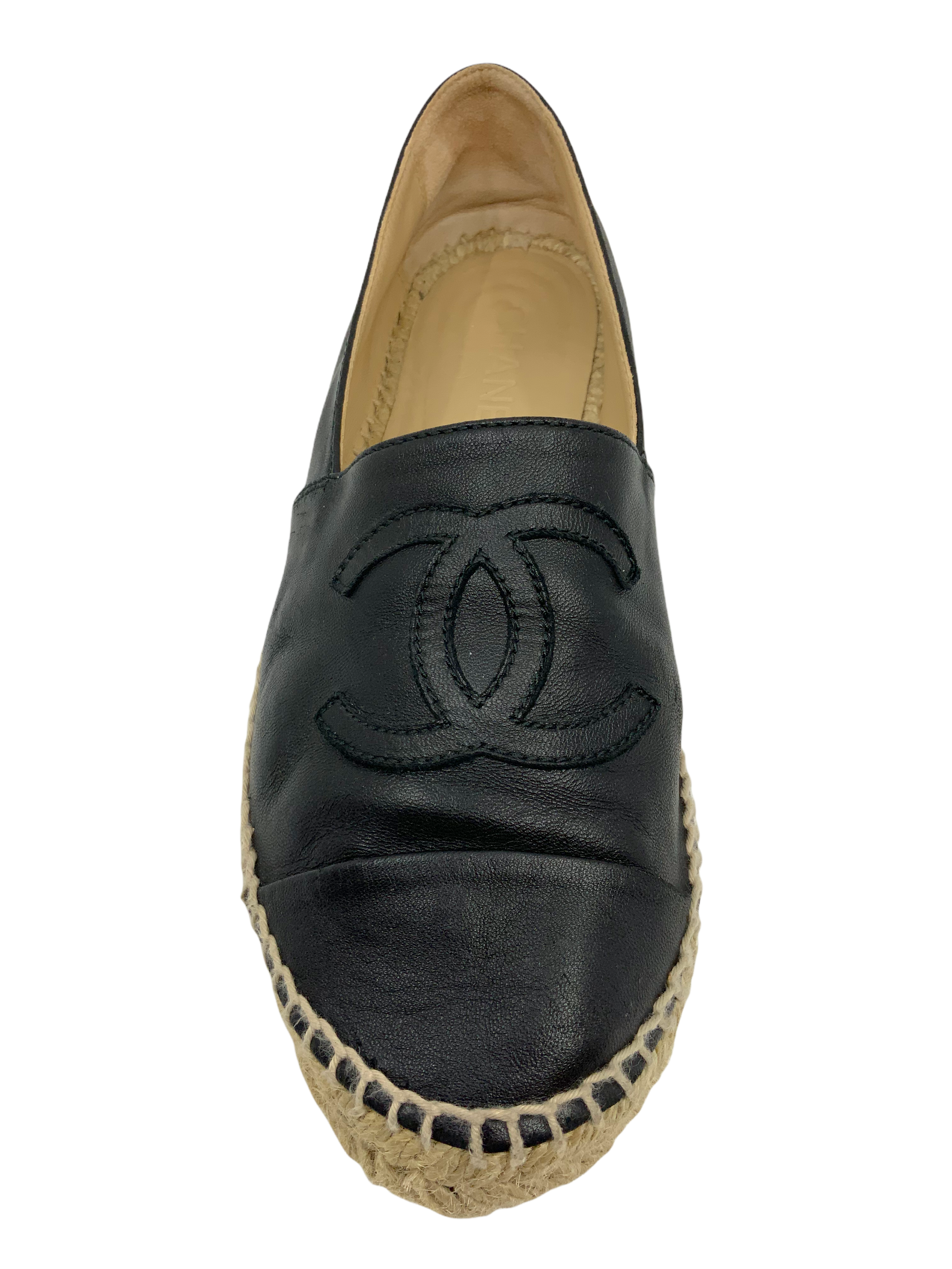 Chanel Lambskin Leather CC Espadrille Flats Size 9 - Shop now!