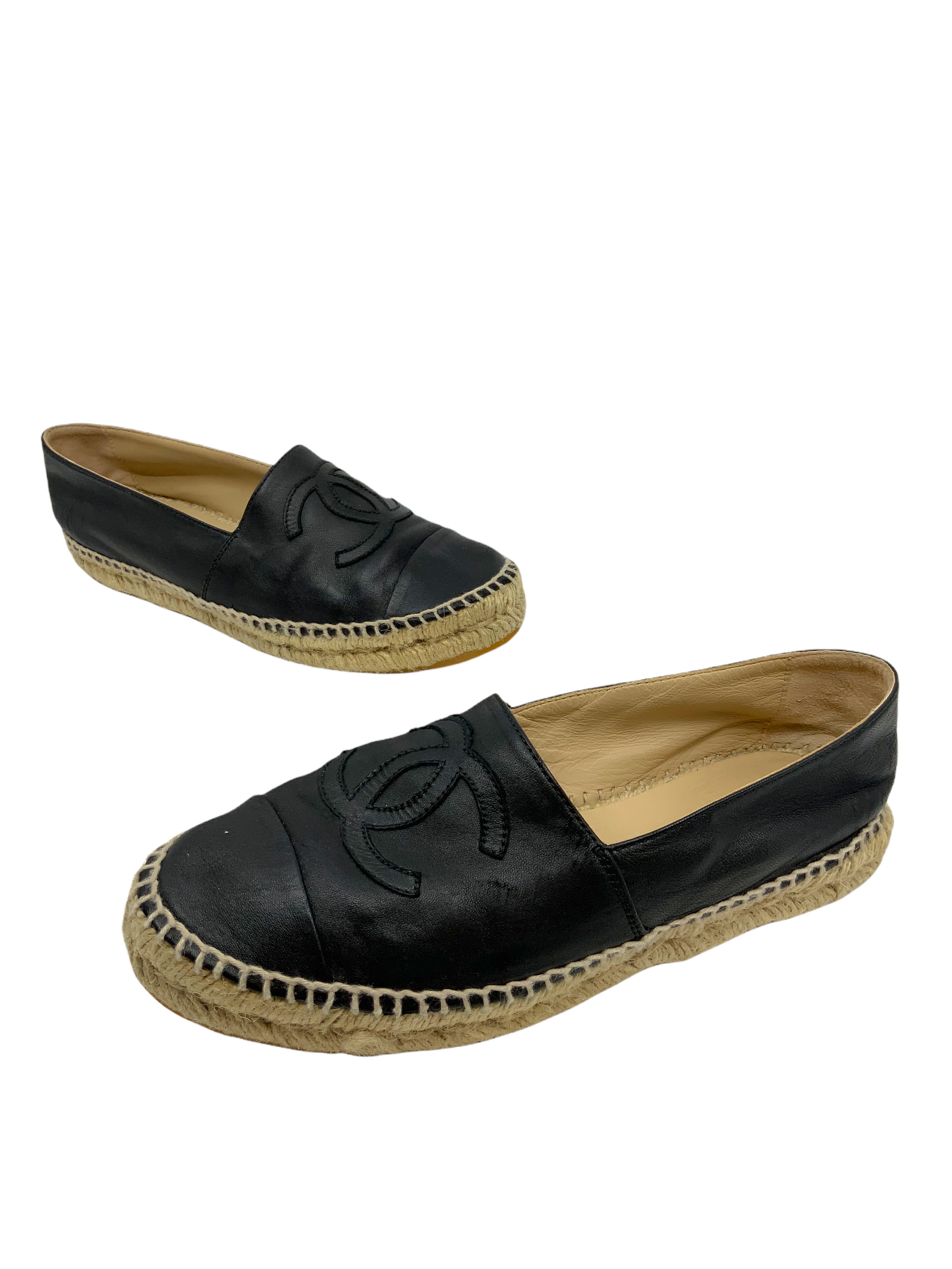 Chanel Lambskin Leather CC Espadrille Flats Size 9 - Shop now!