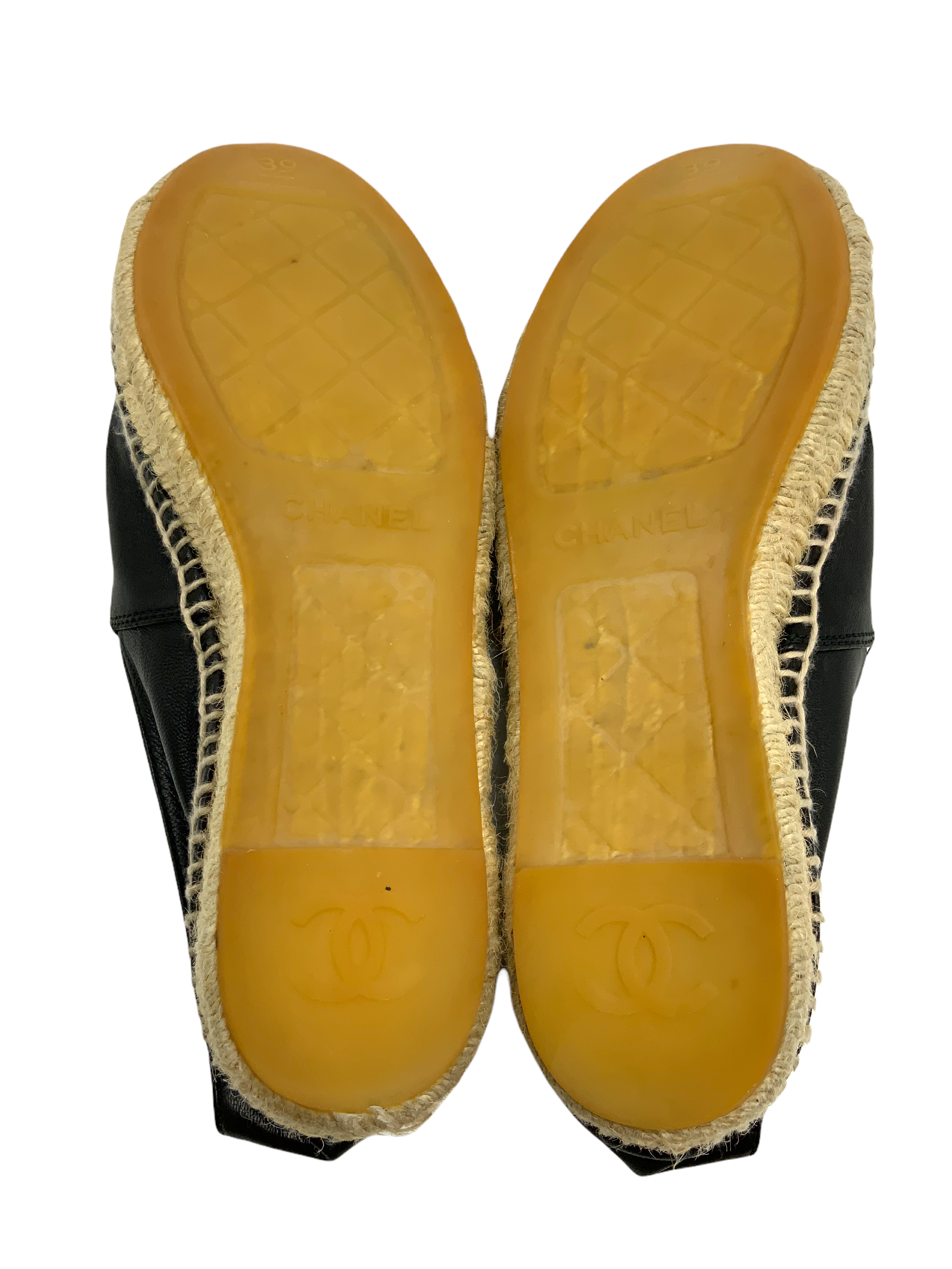 Chanel Lambskin Leather CC Espadrille Flats Size 9 - Shop now!