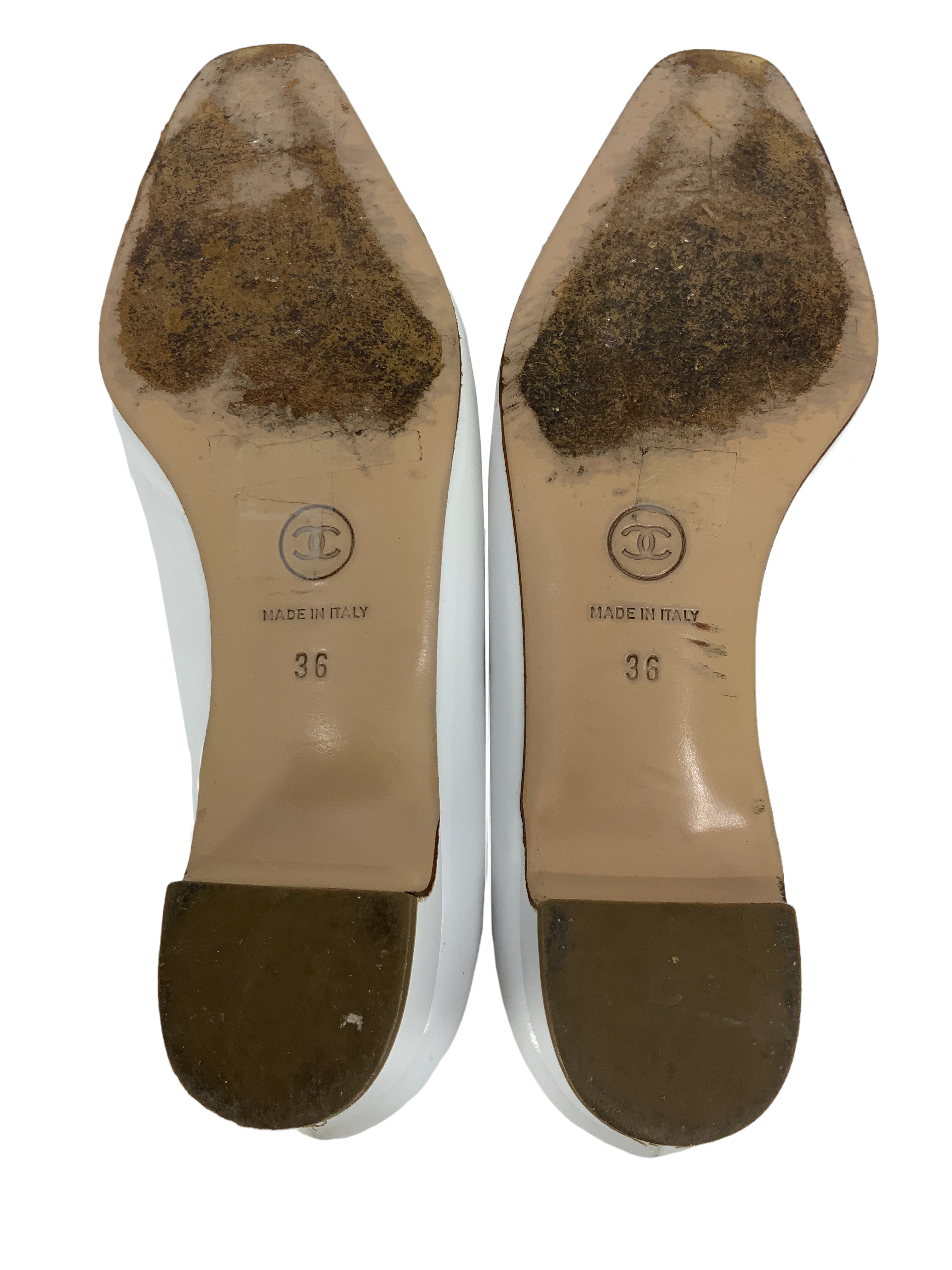 Chanel Leather Clover Leaf Flats - Size 6.