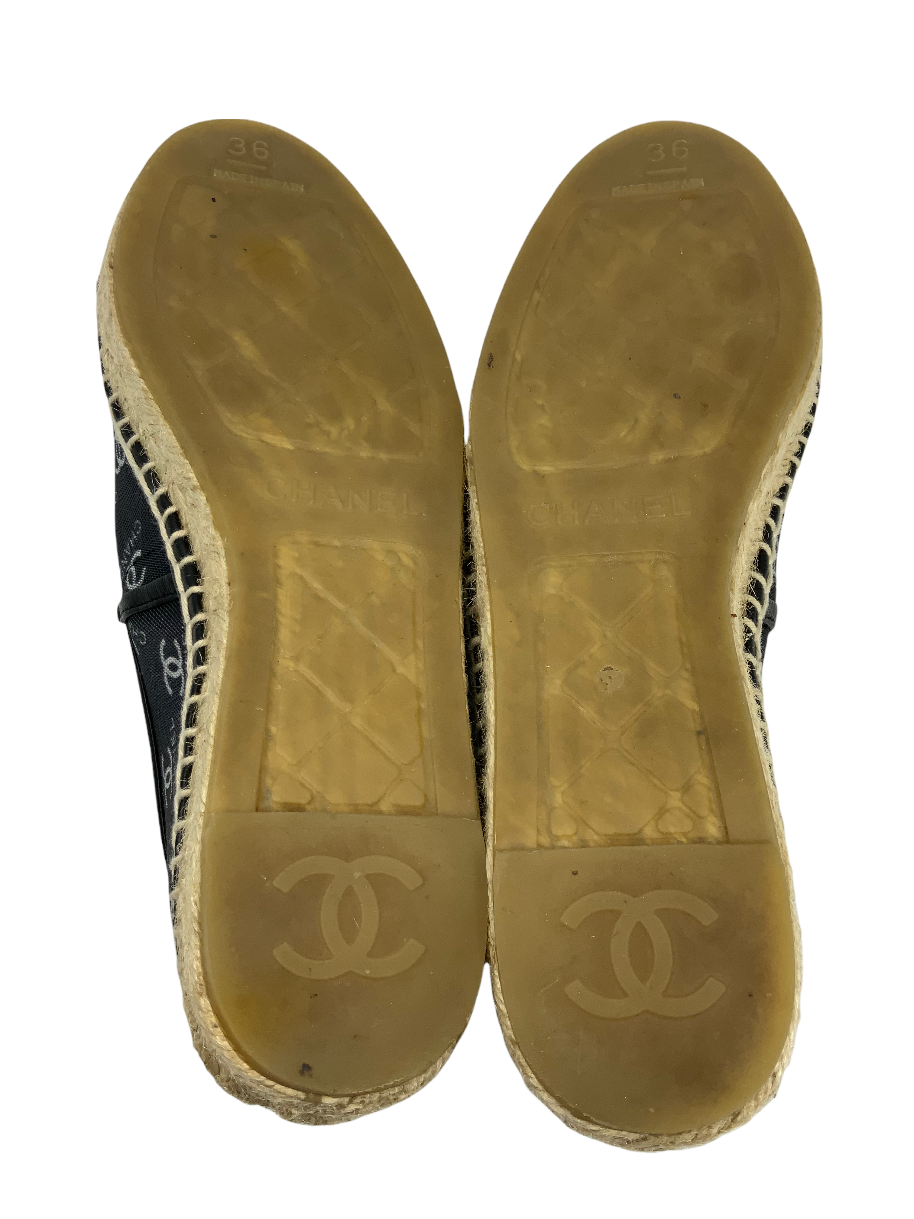 Chanel Mesh Grosgrain CC Espadrille Flats Size 6 - Buy Online