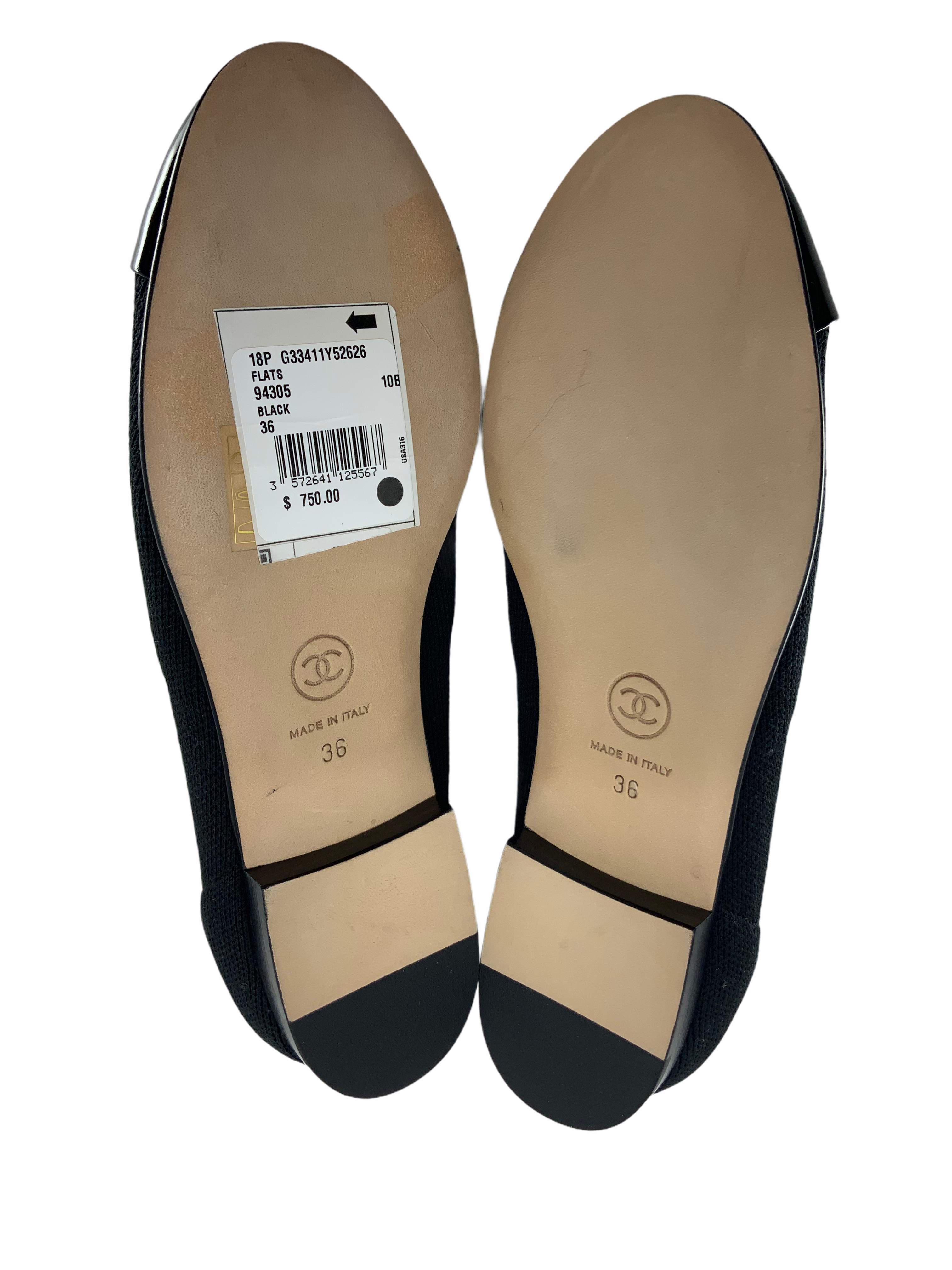 Chanel Patent CC Cap Toe Ballerina Flats 6 - Fabric Material - Shop Now