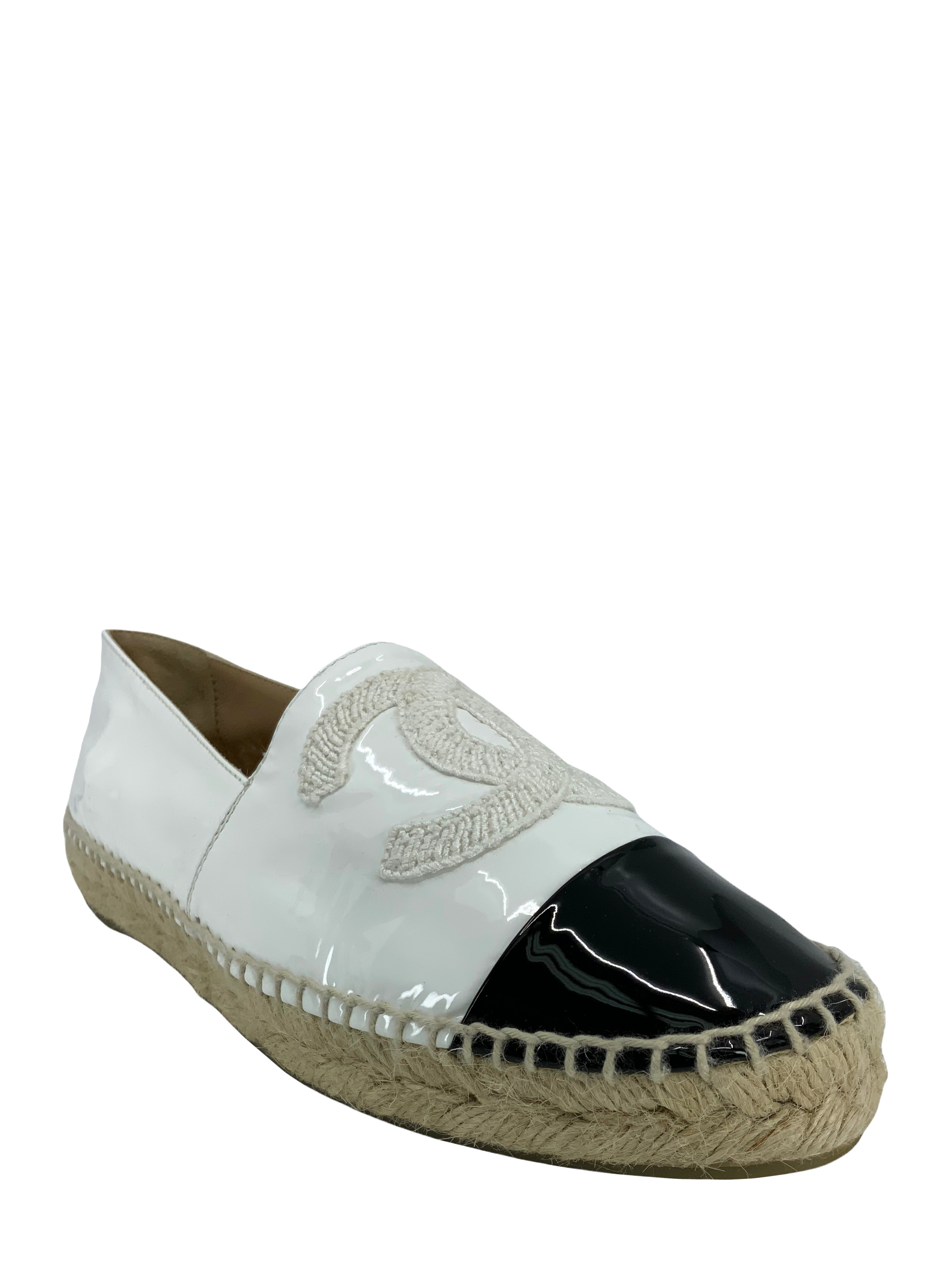 Chanel Patent Leather CC Espadrille Flats Size 6 - Buy Online