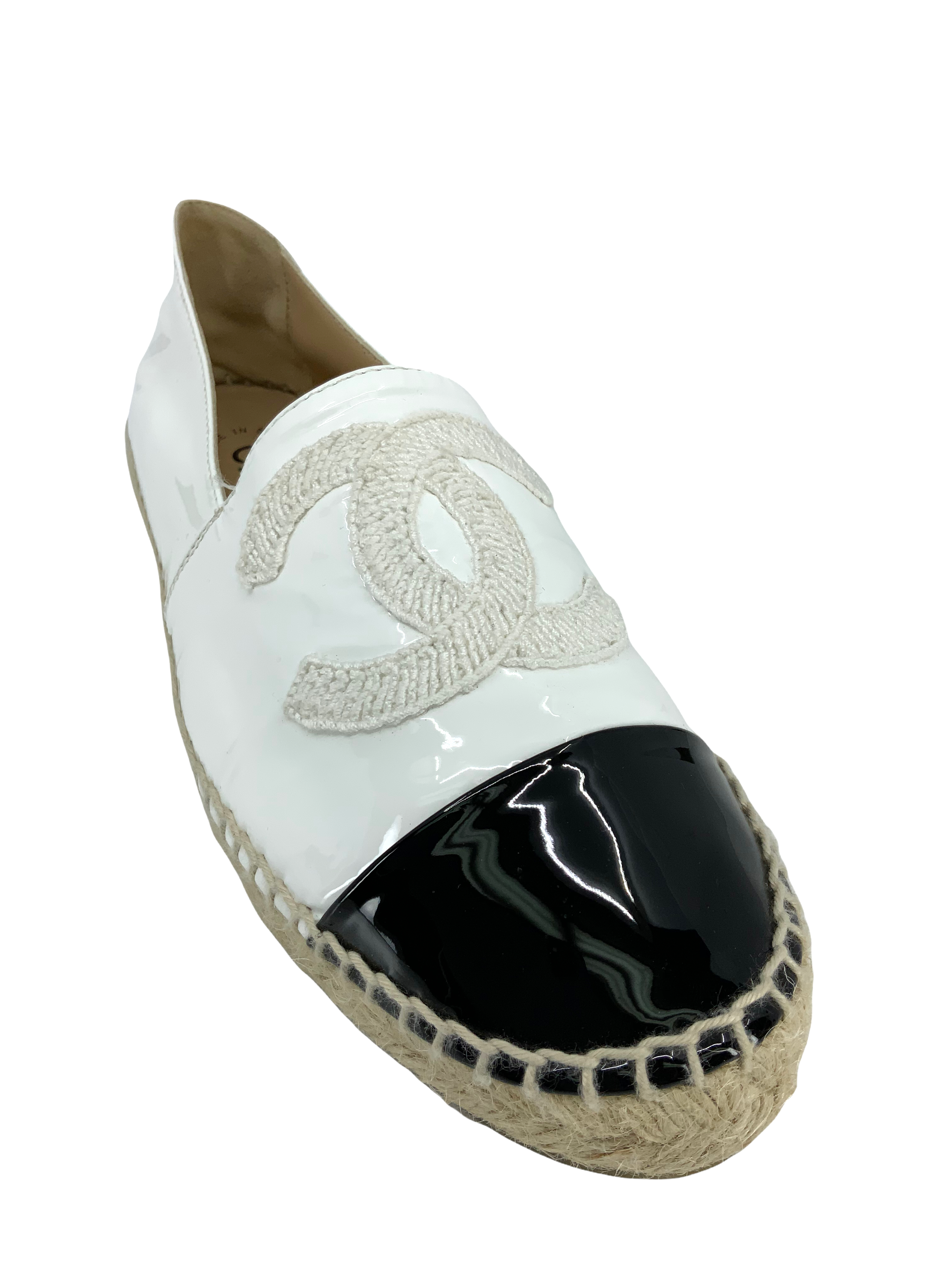 Chanel Patent Leather CC Espadrille Flats Size 6 - Buy Online