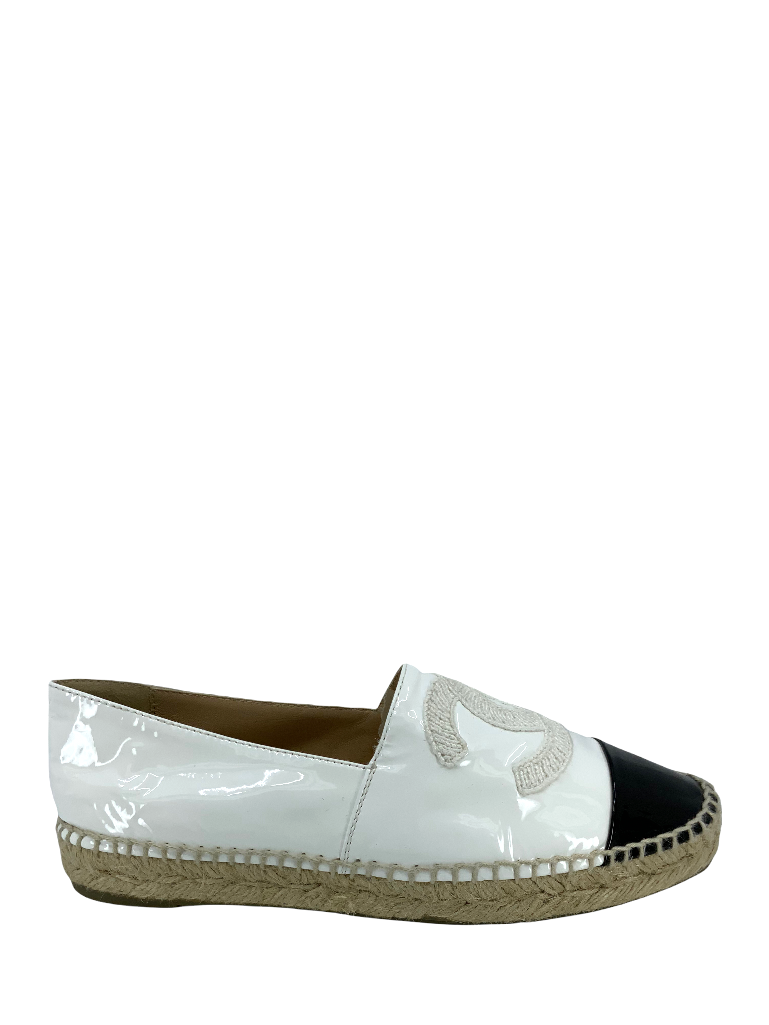 Chanel Patent Leather CC Espadrille Flats Size 6 - Buy Online