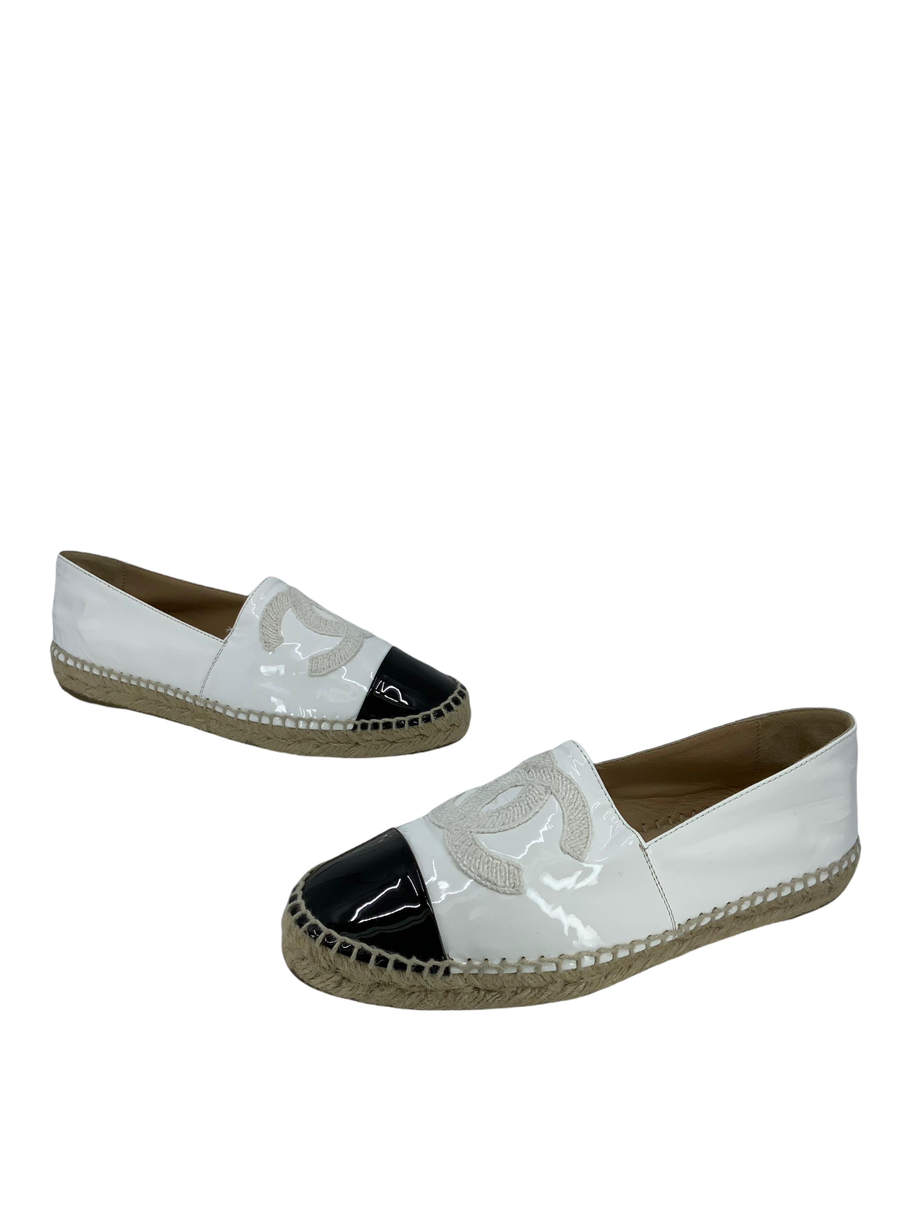 Chanel Patent Leather CC Espadrille Flats Size 6 - Buy Online