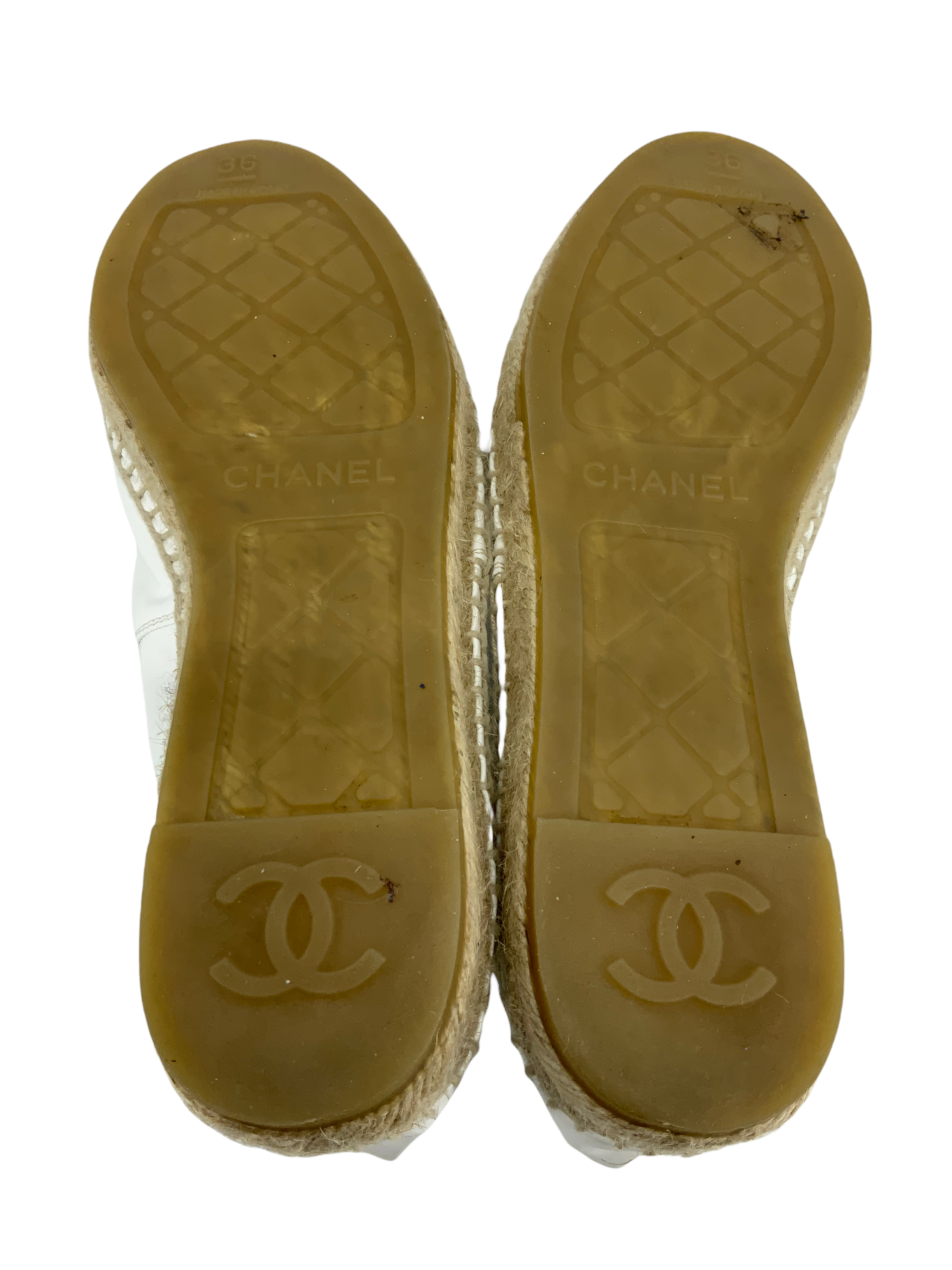 Chanel Patent Leather CC Espadrille Flats Size 6 - Buy Online