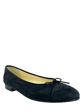 Chanel suede ballet flats, CC cap toe, size 11