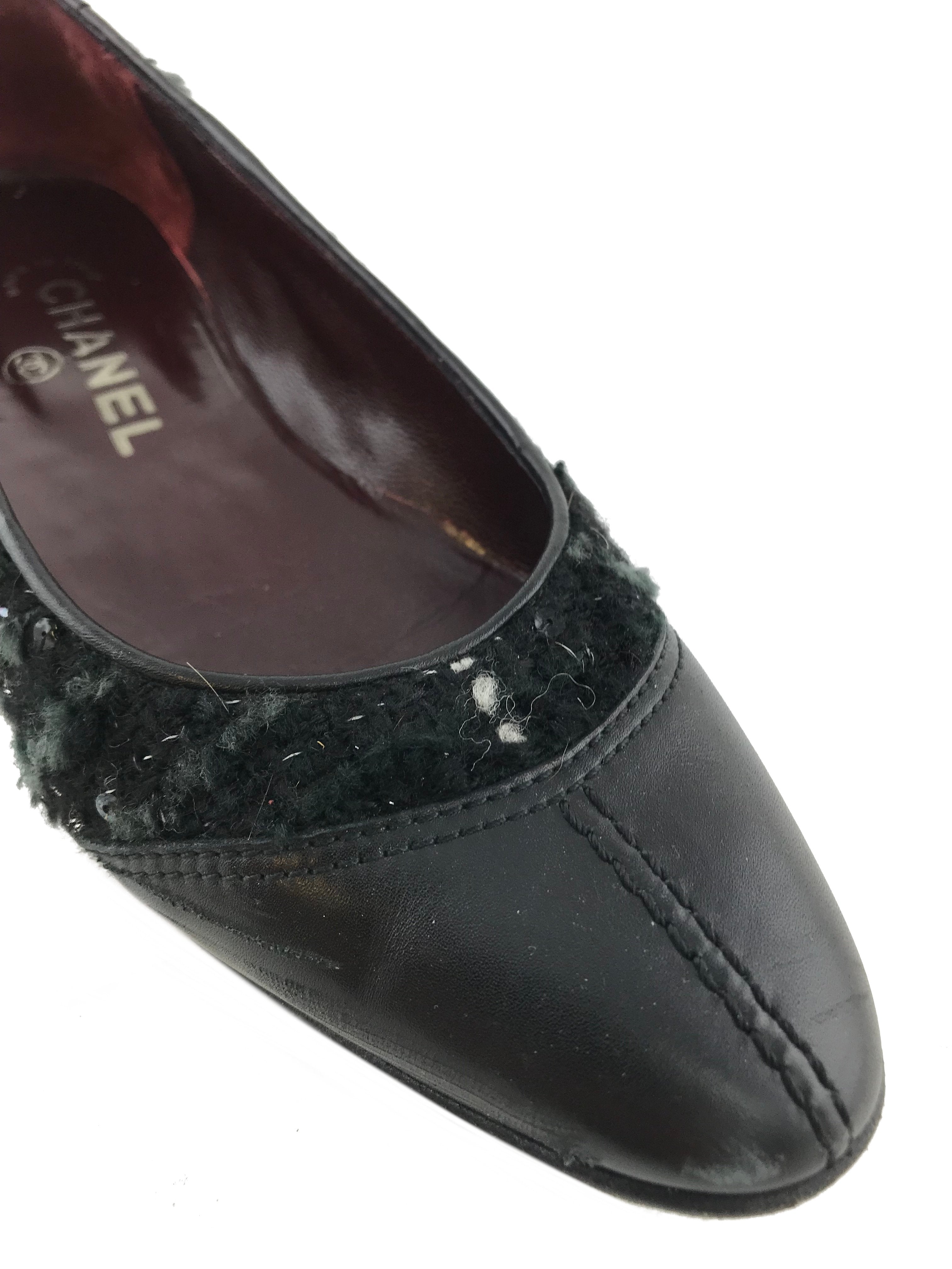 Chanel Tweed Cap Toe Ballerina Flats 7.5