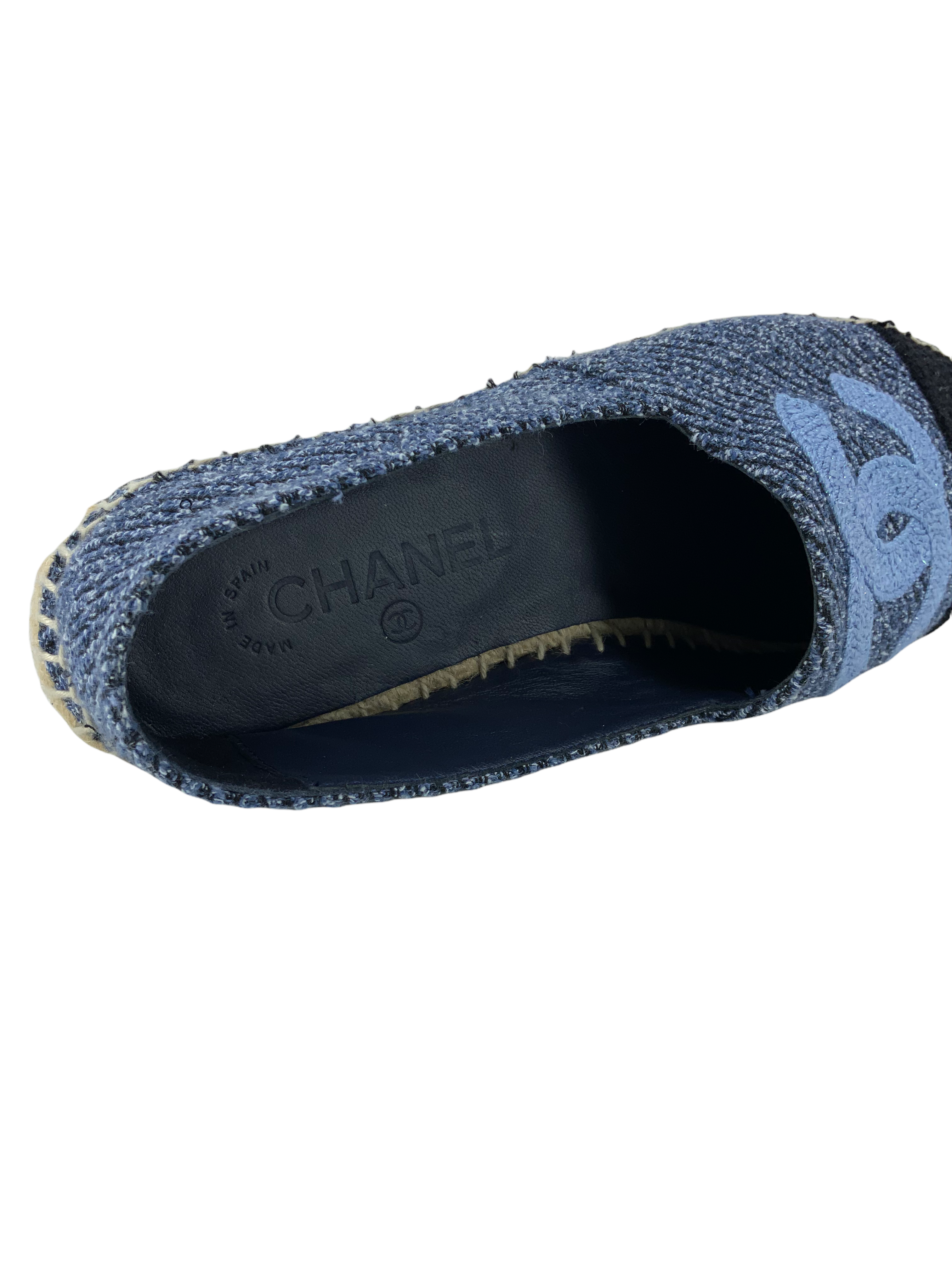 CHANEL Tweed CC Espadrilles - Size 7