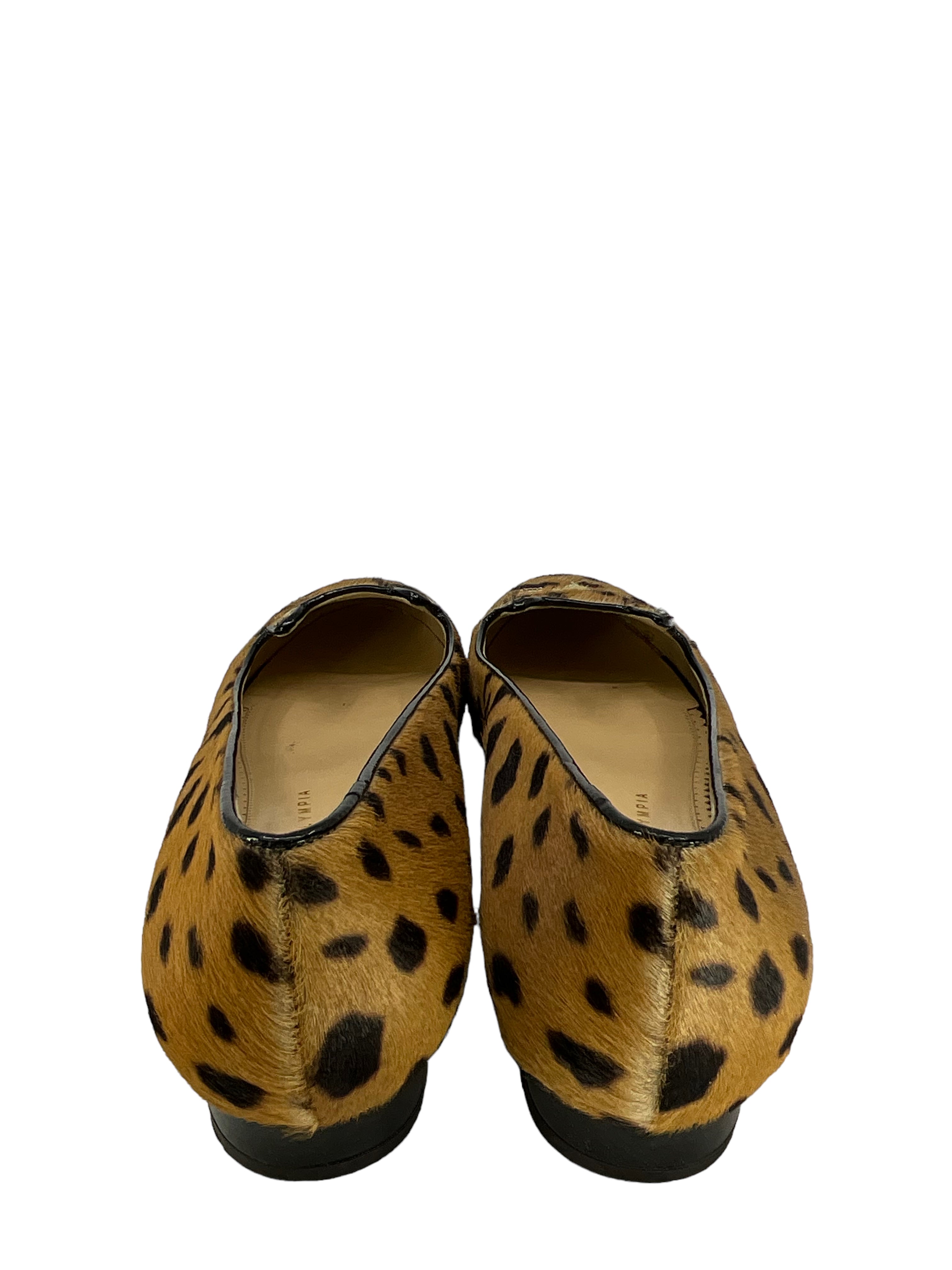 Charlotte Olympia Leopard Print Calf Hair Kitty Cat Flats - Size 11.