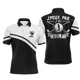 Chiptshirts Golf Polo, Long Sleeve Polo Shirt for Men and Women, Black and White, Golf Ball Pattern, Golfer, J'pe