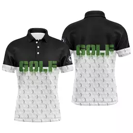 Chiptshirts Golf Polo, Long Sleeve Sports Polo for Men and Women, Black and White, Golf Golfer Pattern, Golf - CT03062228