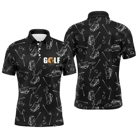 Chiptshirts Polo de Golf Noir, Polo de Sport Manches Longues pour Homme et Femme, Cadeau Idéal Golfeur, Sac de Golf, Club de Gol