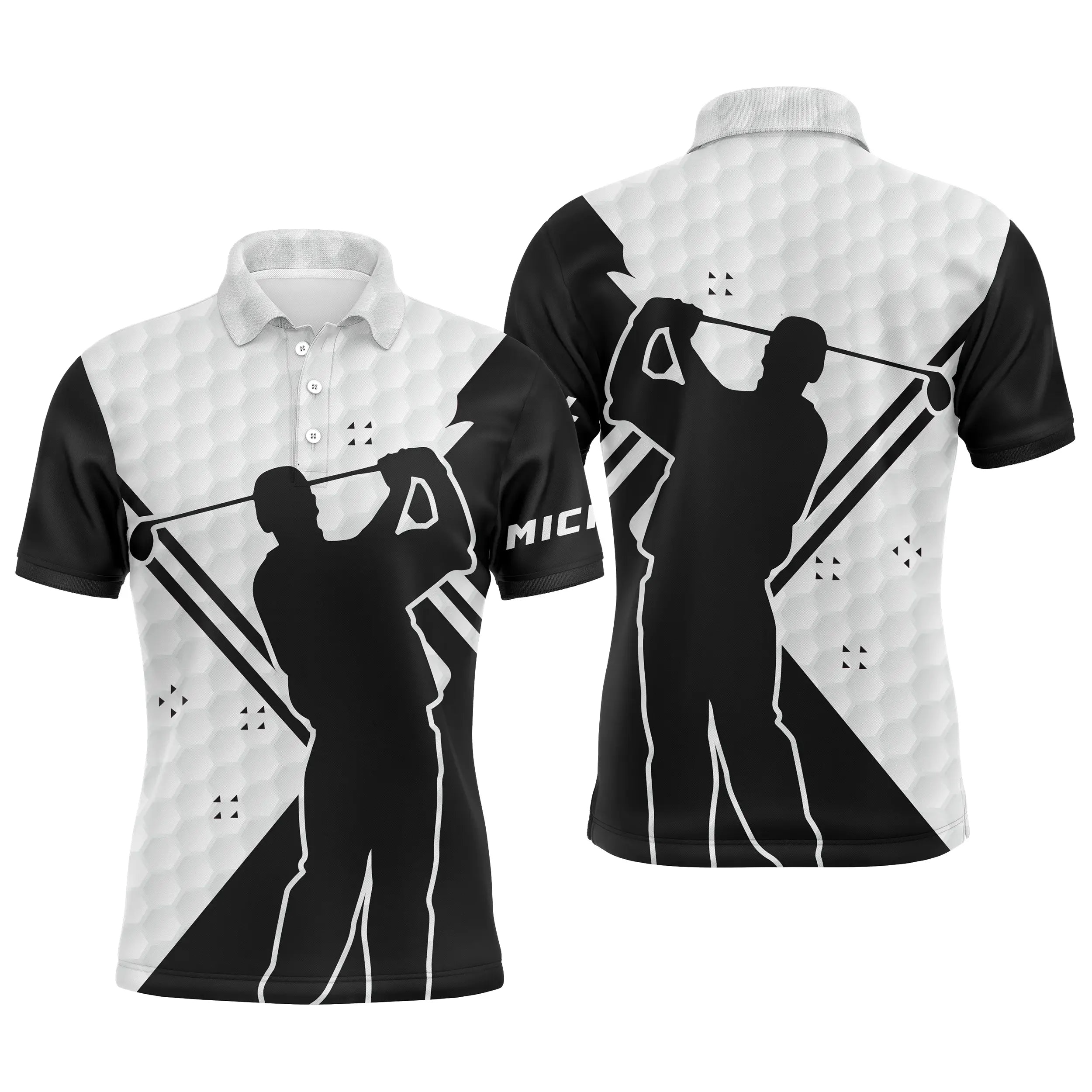 Chiptshirts - Polo Golf, Blanc Noir, Cadeau Personnalisé Fans Golf, Polo Sport Homme Femme, Motifs Balle.