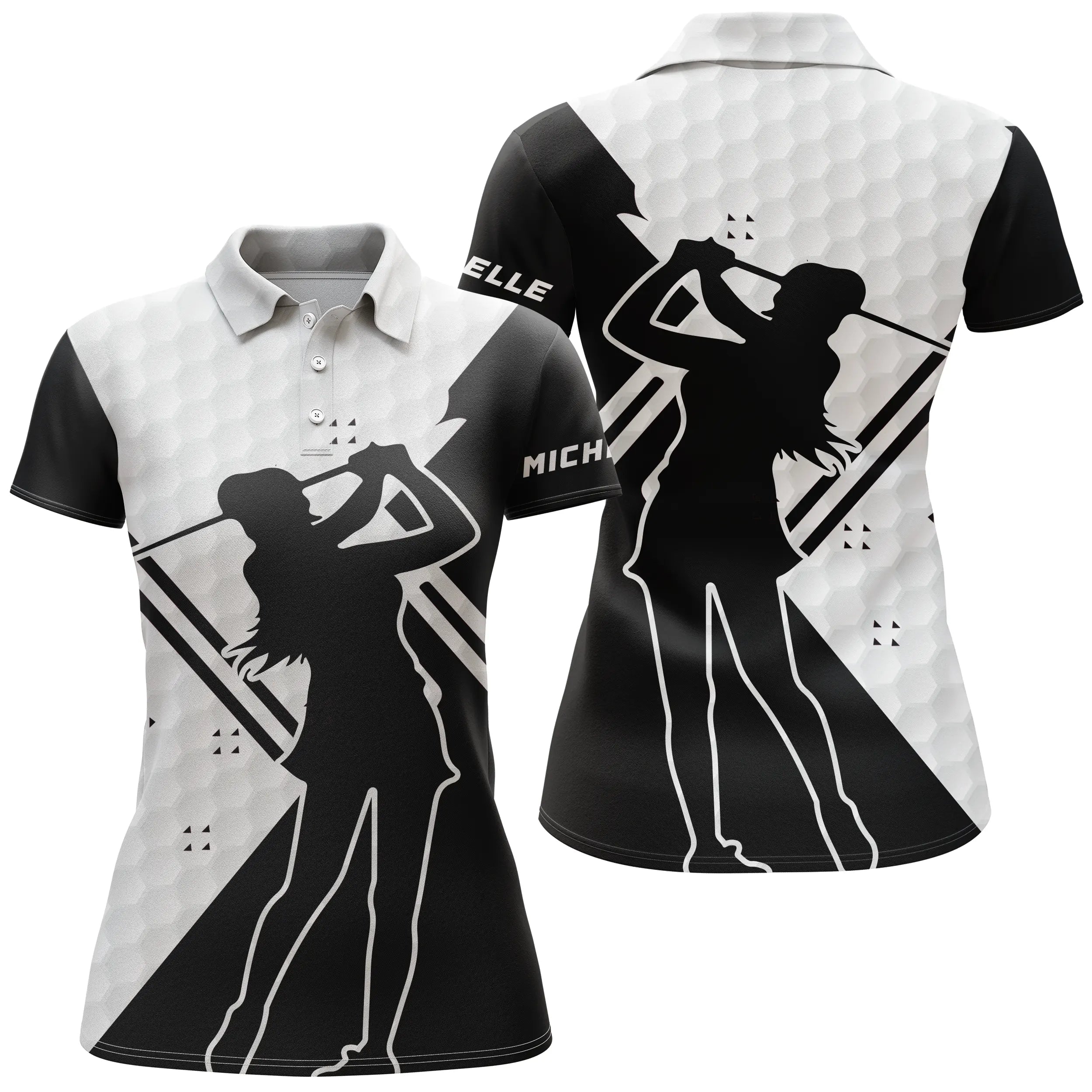 Chiptshirts - Polo Golf, Blanc Noir, Cadeau Personnalisé Fans Golf, Polo Sport Homme Femme, Motifs Balle.