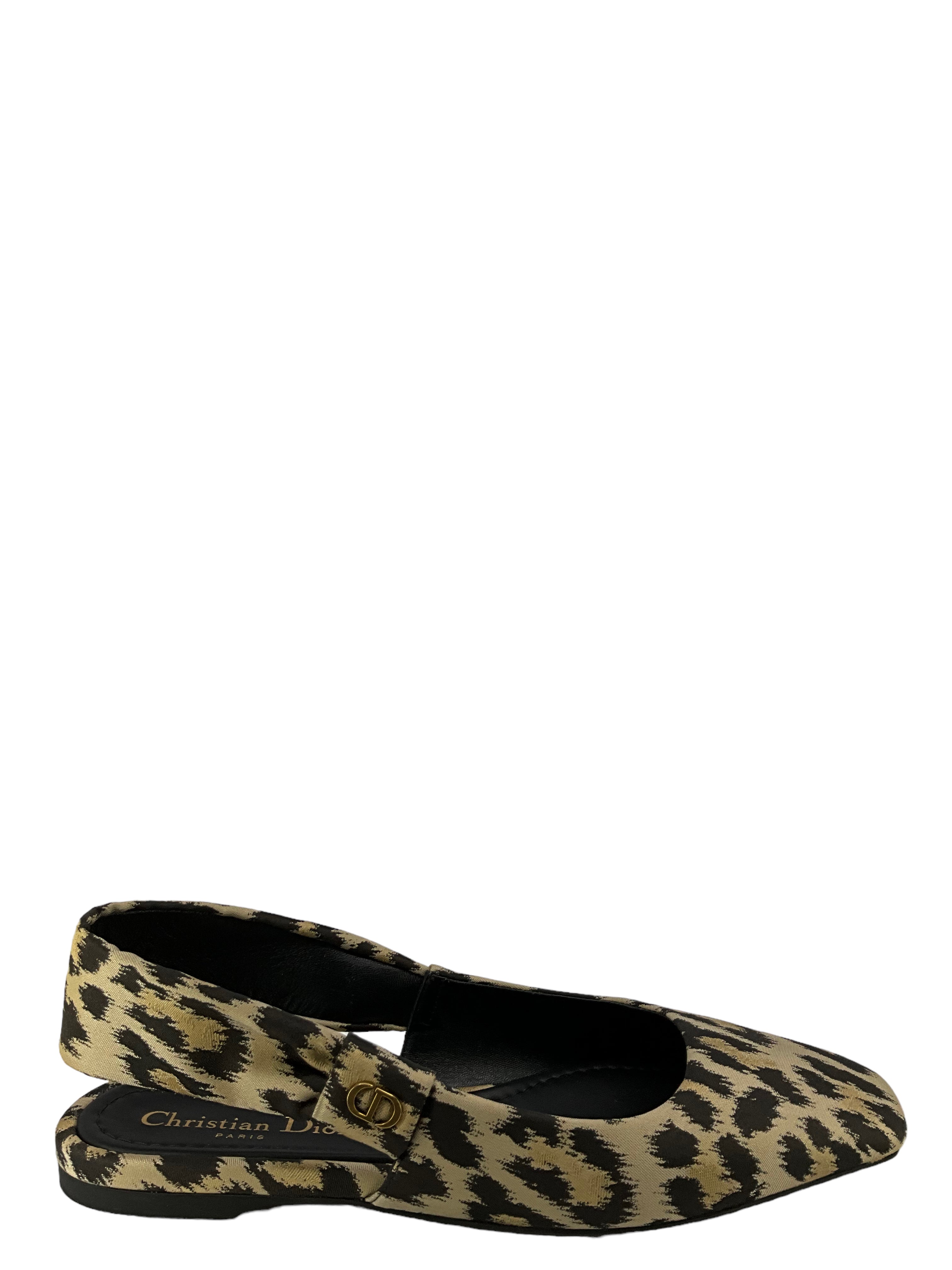 Christian Dior leopard print slingback heels size 7.