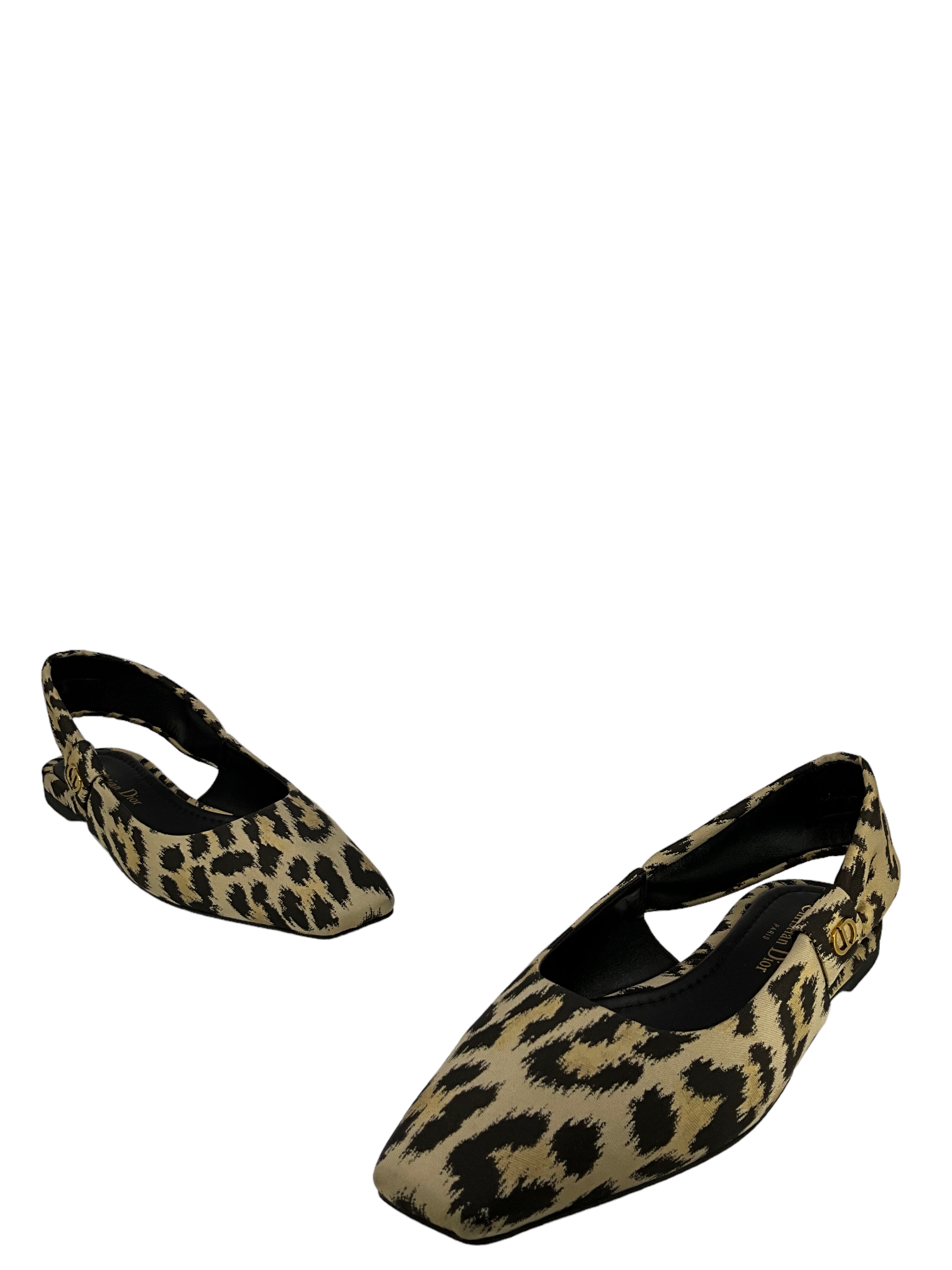 Christian Dior leopard print slingback heels size 7.