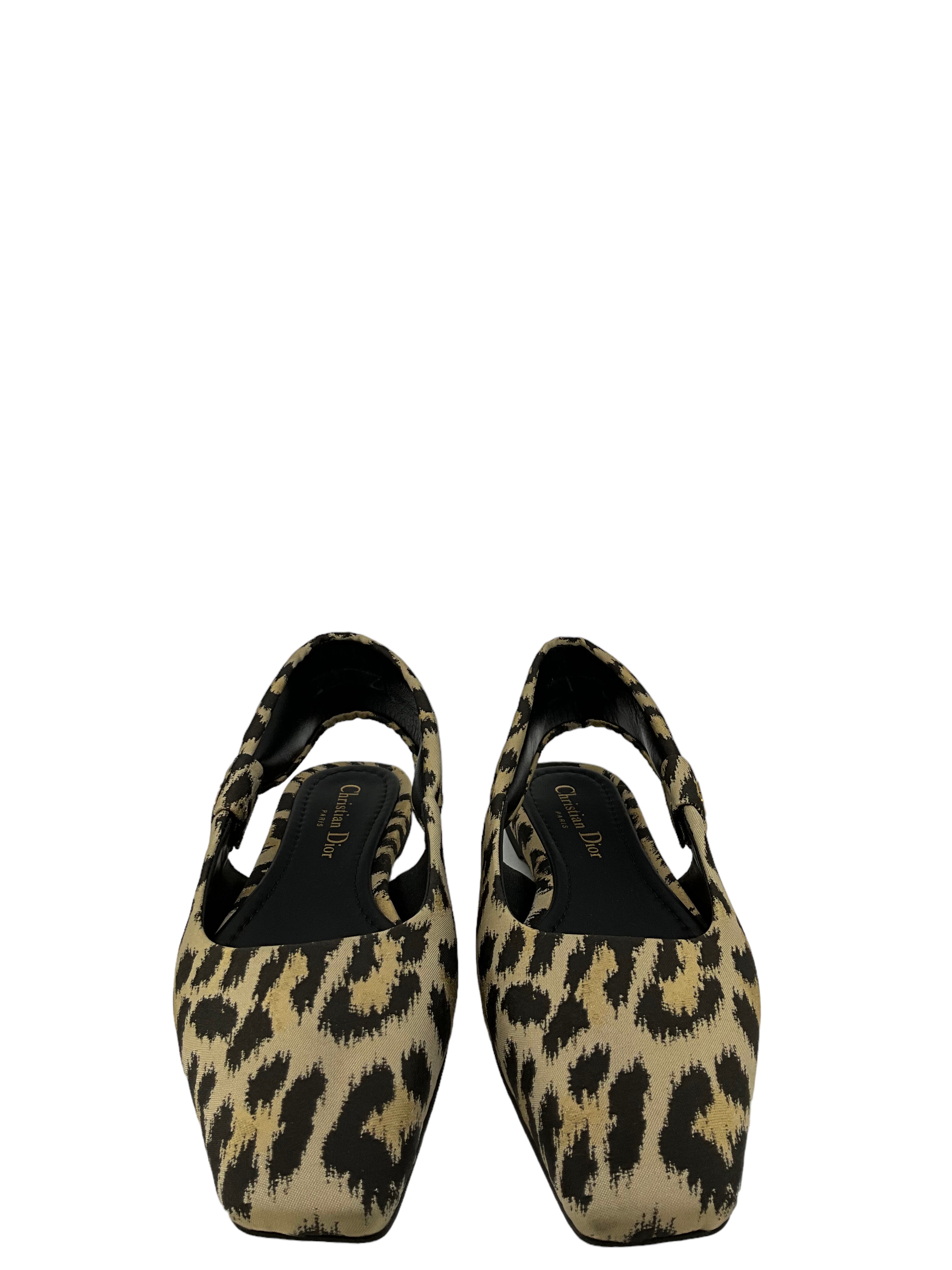 Christian Dior leopard print slingback heels size 7.