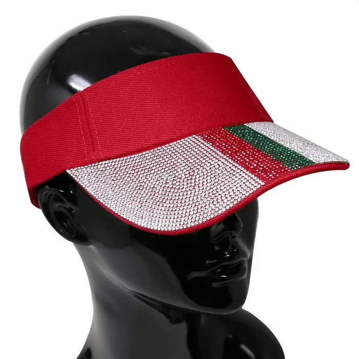 Color Block Rhinestone Embellished Visor Hat