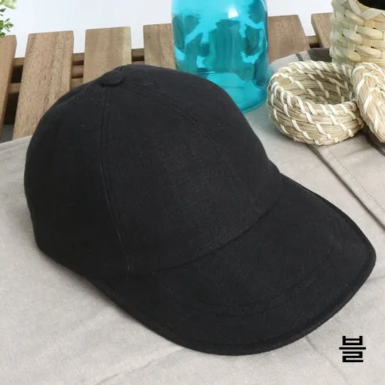 Cool Summer Linen Solid Baseball Caps Hats Velcro Wire Wide Brim Unique Novelty Unisex Mens Womens Adjustable Korean Kpop Style 