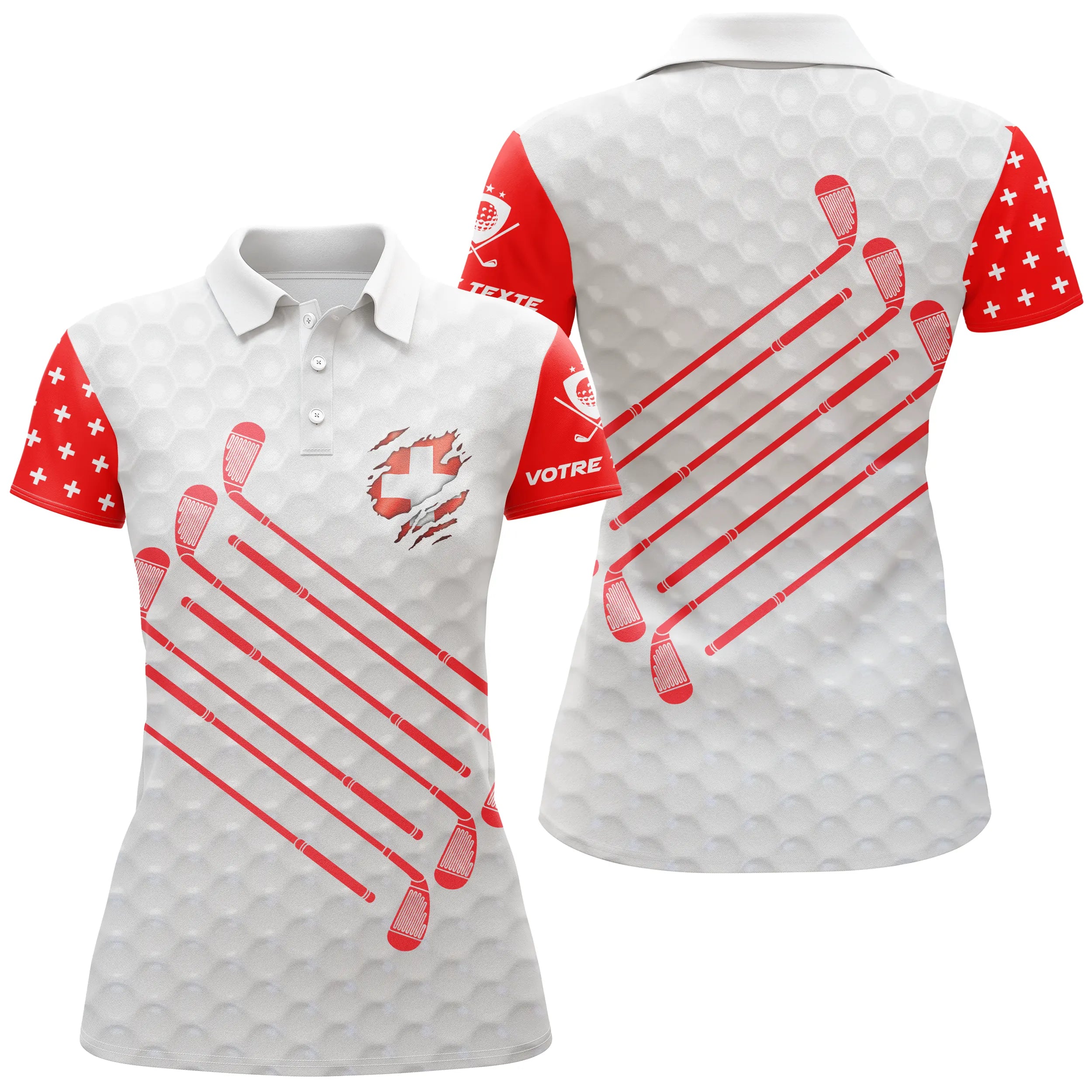 Custom Golf Polo, Unique Golfer Gift, Unisex Golf Polo, Golf Ball, Golf Club, Swiss Flag - CTS29062228