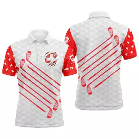 Custom Golf Polo, Unique Golfer Gift, Unisex Golf Polo, Golf Ball, Golf Club, Swiss Flag - CTS29062228