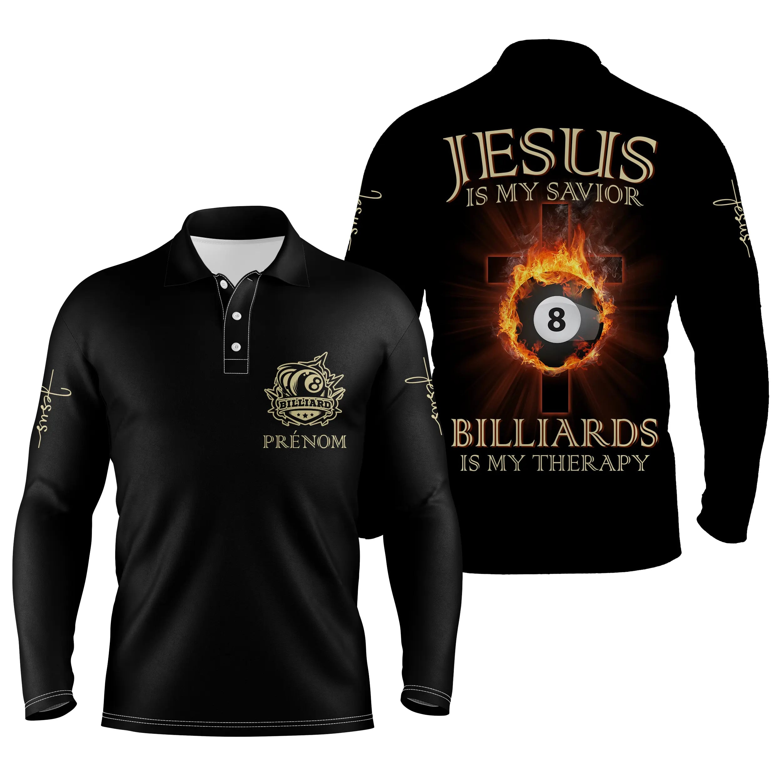 Custom Professional Pool Cue JEU DE LA 8, Jesus Is My Savior Billiards Is My Therapy - CT27062313