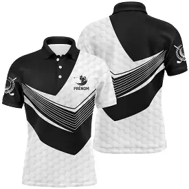 Customized Black and White Golf Polo with Golfer Design for Men and Women - Unique Golf Clothing - CT04072311