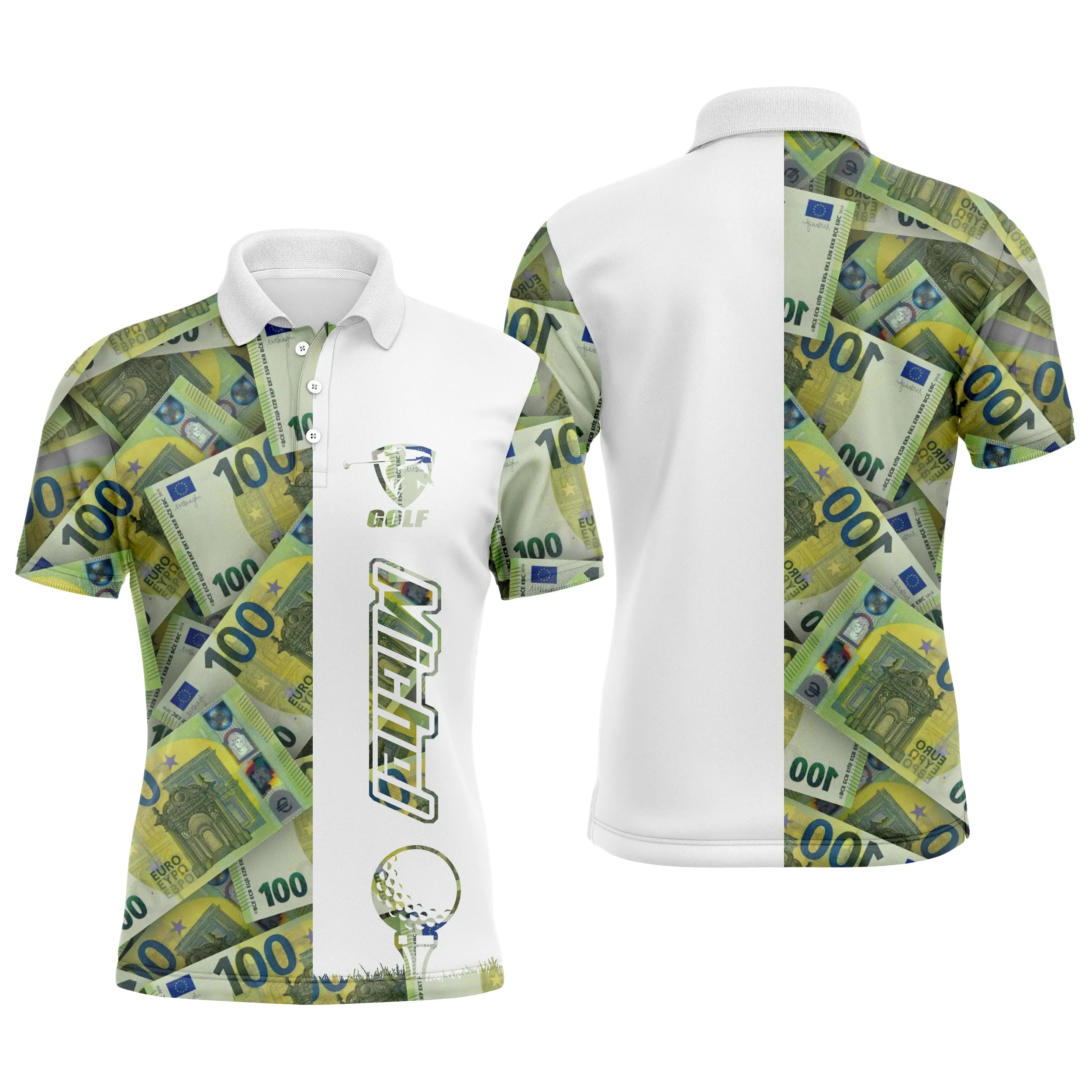 Customized Golf Polo, Euro Pattern, Silver, Golfer, Golf Ball, Quick-Drying Polo - CTS18052211