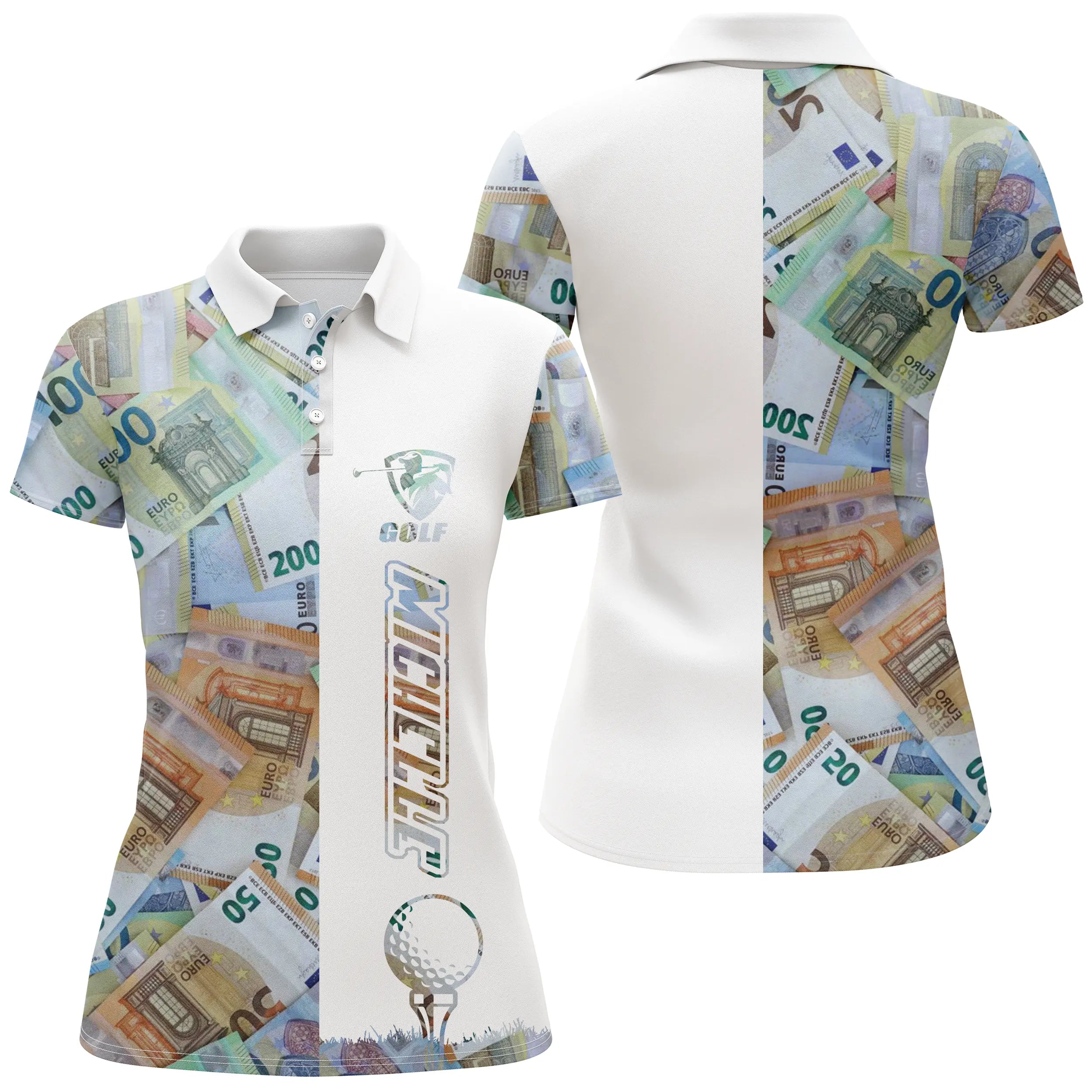 Customized Golf Polo, Euro Pattern, Silver, Golfer, Golf Ball, Quick-Drying Polo - CTS18052211