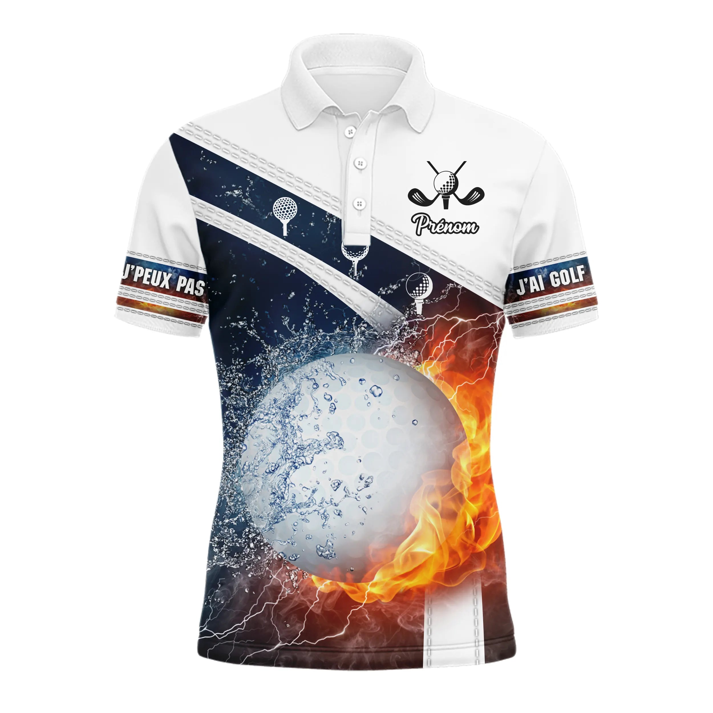 Customized Golf Polo Shirt - Golf Ball Fire Pattern - Can't, Playing Golf - CT14072316