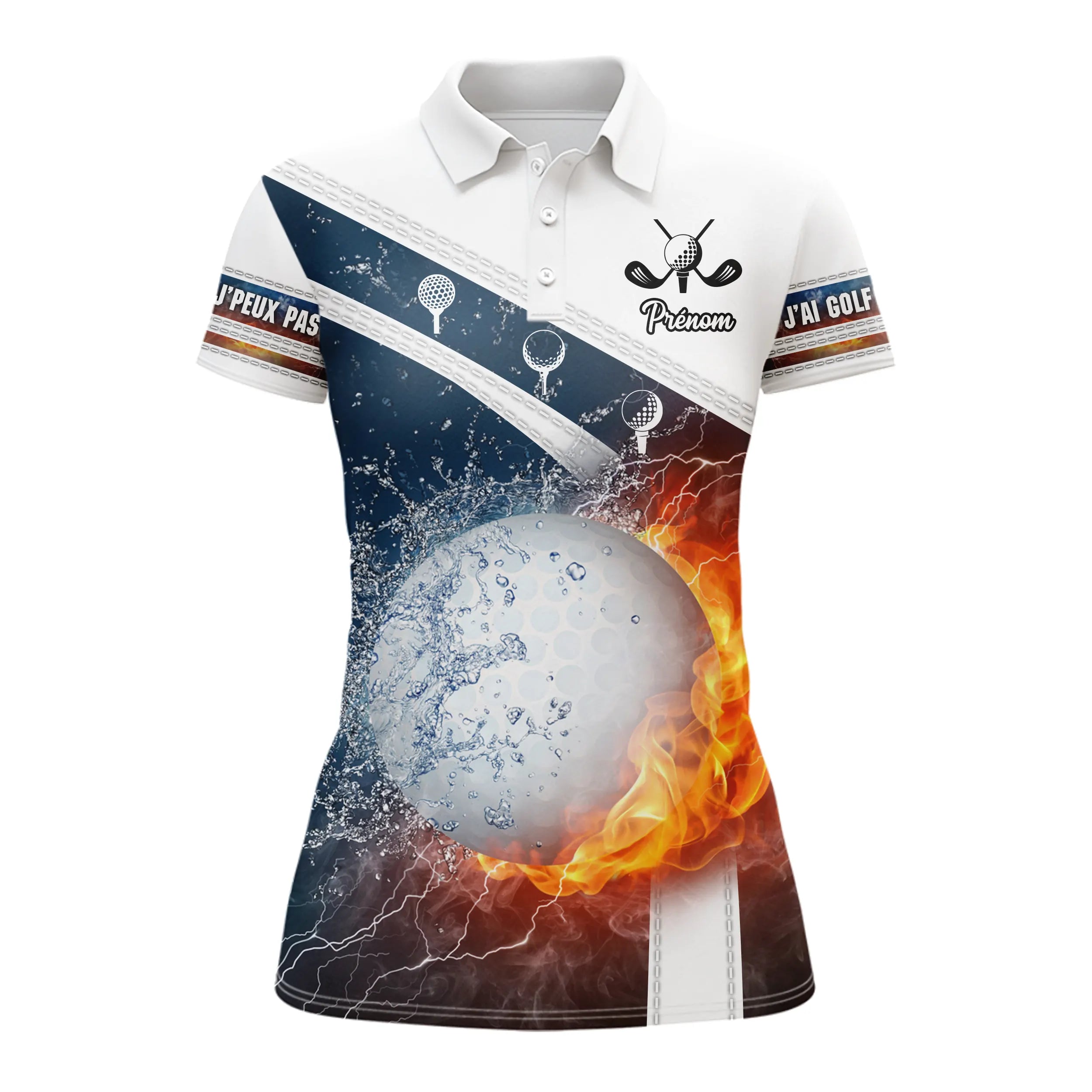 Customized Golf Polo Shirt - Golf Ball Fire Pattern - Can't, Playing Golf - CT14072316