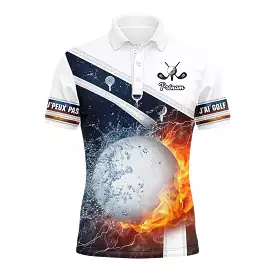 Customized Golf Polo Shirt - Golf Ball Fire Pattern - Can't, Playing Golf - CT14072316