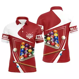 Customized Pool Billiard with Name | Unique Pattern Billiard Balls Game 14/1 on Red Cloth | Signature Apparel for Amateurs.