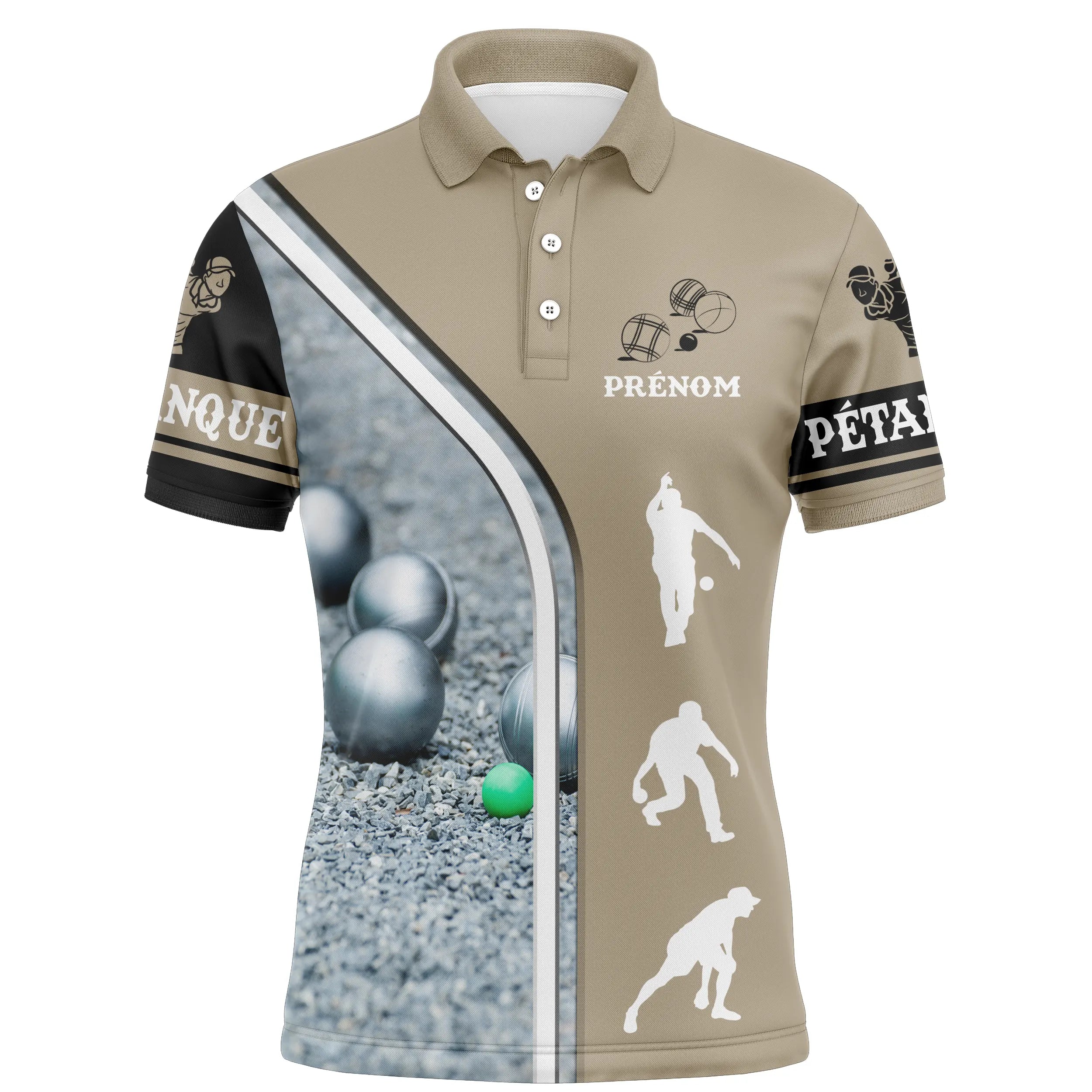 Customized Pétanque Polo Shirt - Balls Pattern, Boules Player, Sand Court - Unique Gift for Pétanque Fans - CT08072312