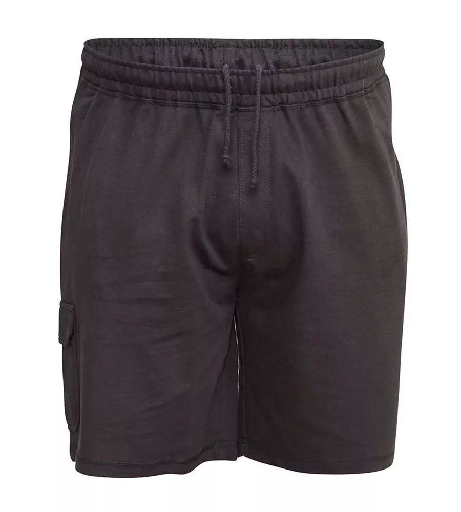 Big Men's Black Lightweight Fleece Cotton Cargo Shorts (John Black)