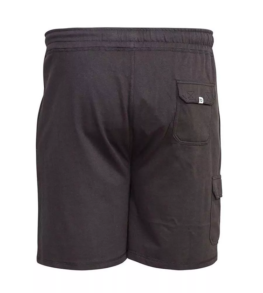 Big Men's Black Lightweight Fleece Cotton Cargo Shorts (John Black)