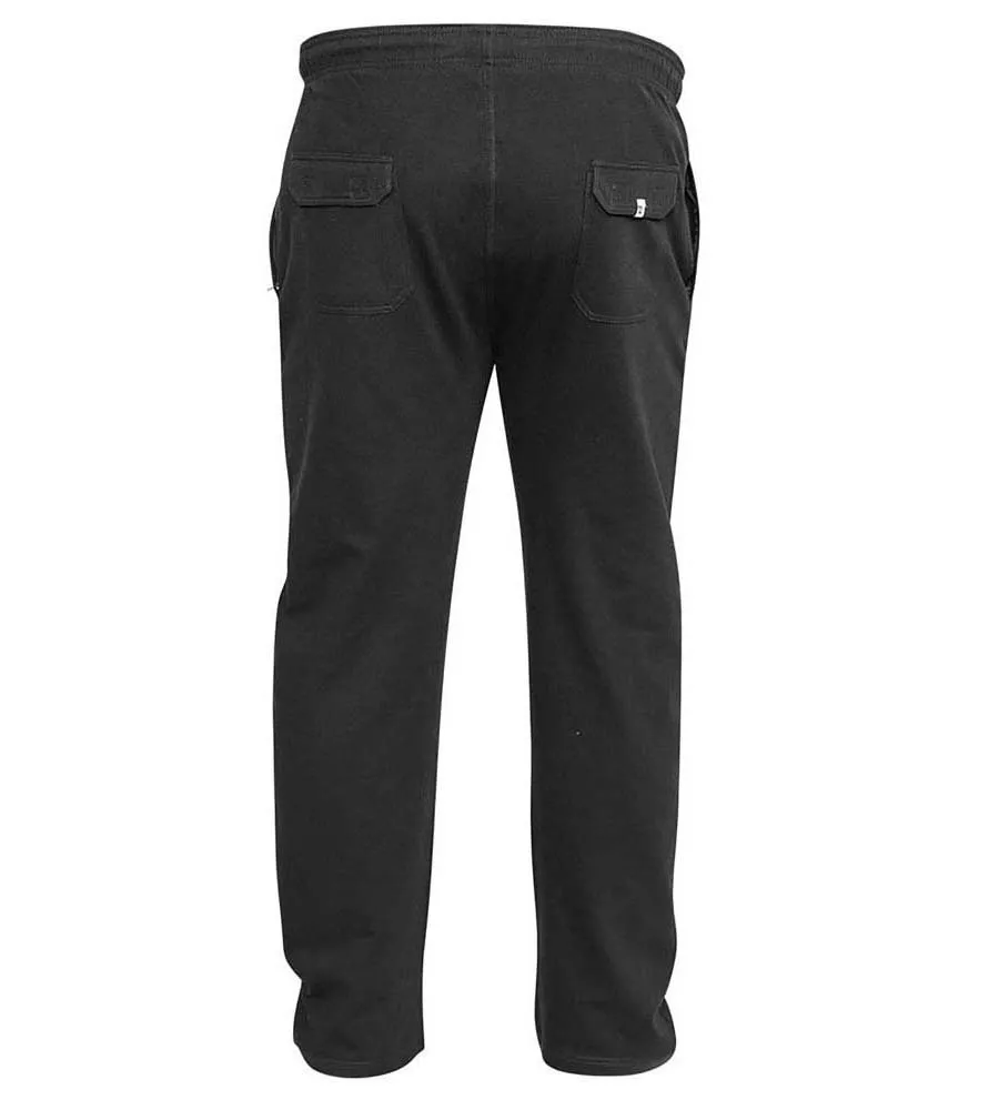 Big Men's Black Lightweight Fleece Jogging Bottom With Open Hem (Rory Black)