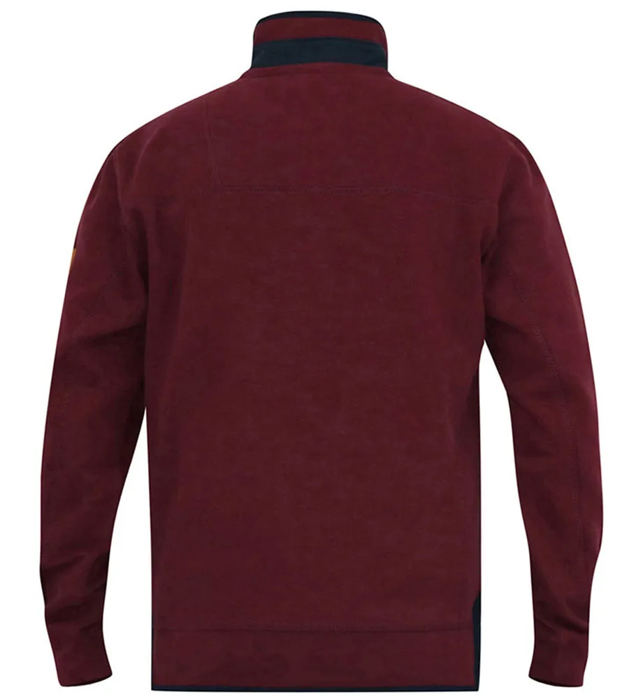 D555 Big Men's Burgundy Pique Fleece 1/4 Zip Sweatshirt (HIRALDO)