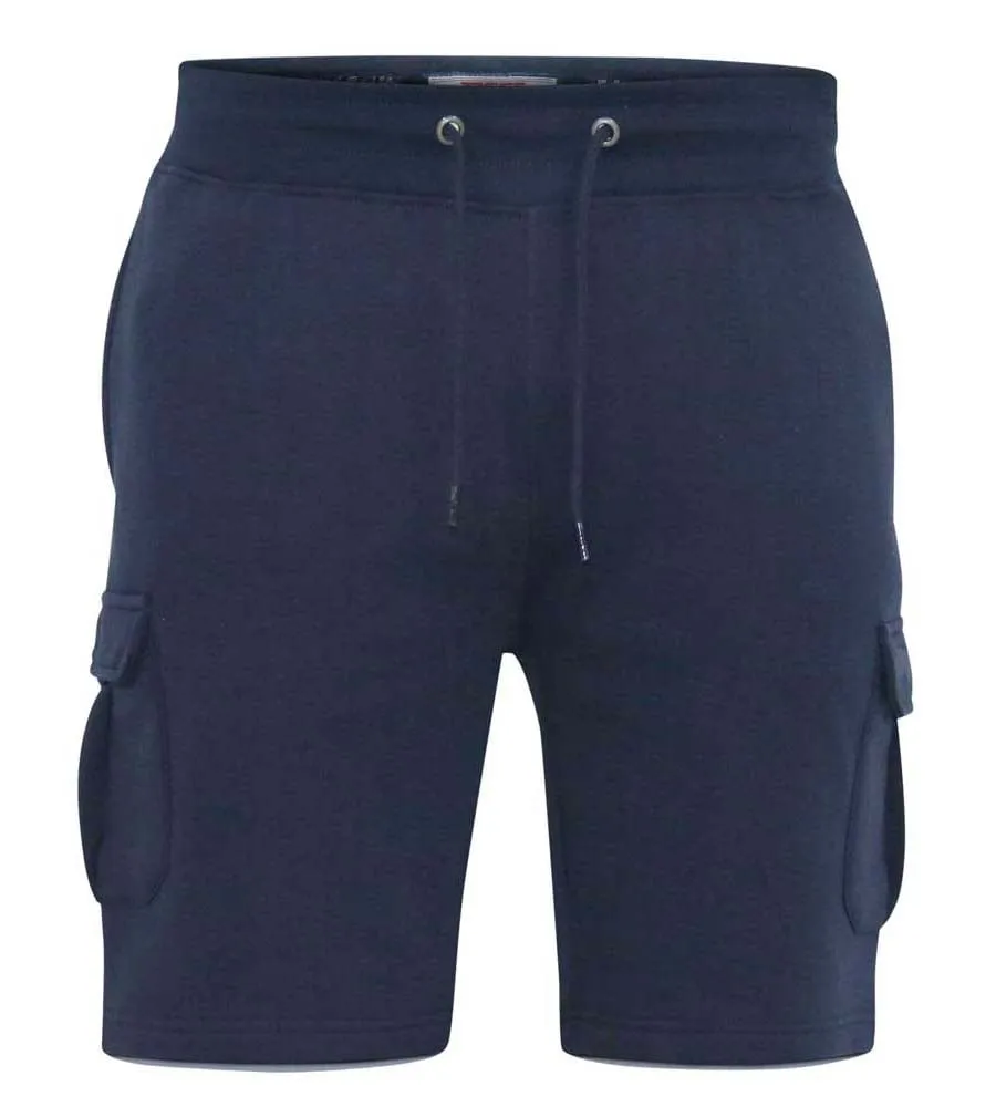 D555 Big Mens Navy Fleece Cargo Shorts Elasticated Waist (CYRUS 1)