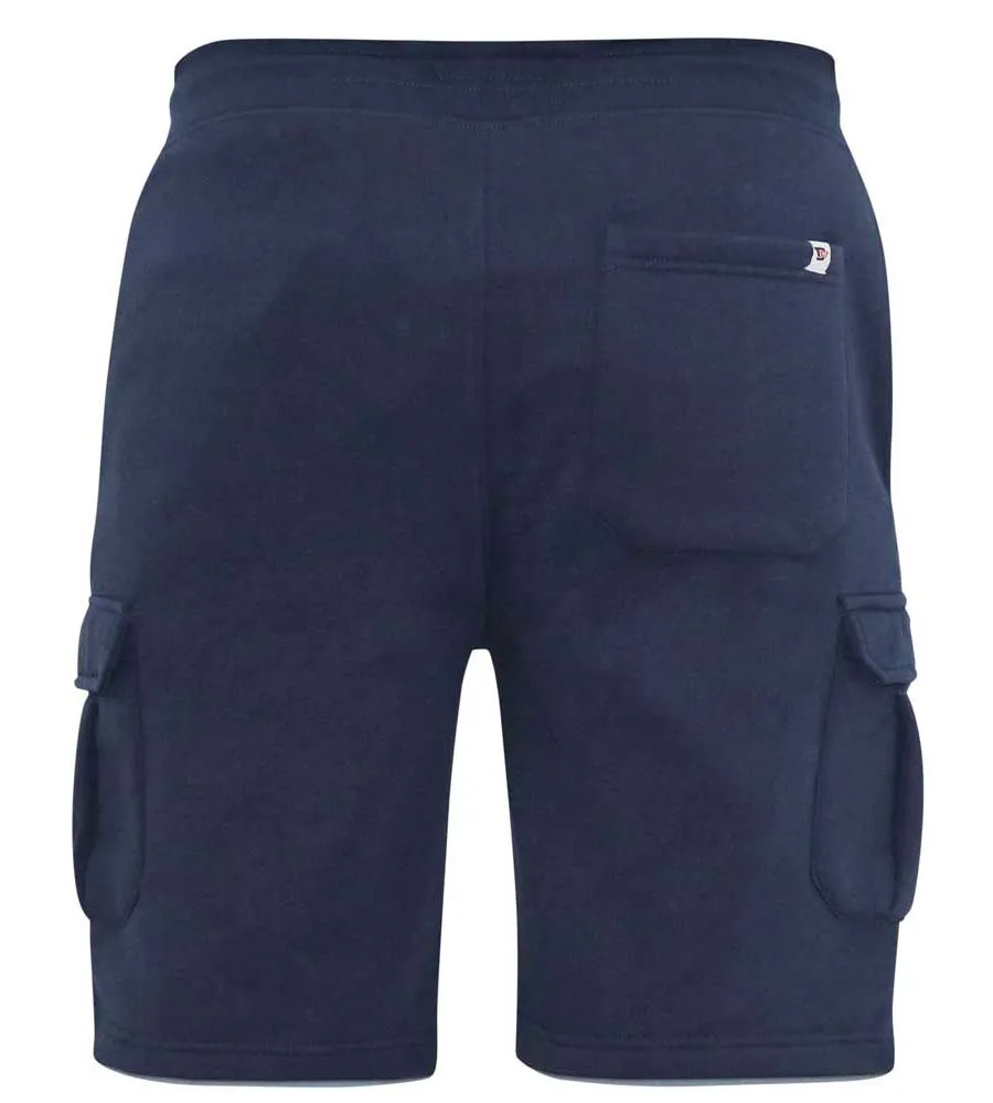 D555 Big Mens Navy Fleece Cargo Shorts Elasticated Waist (CYRUS 1)